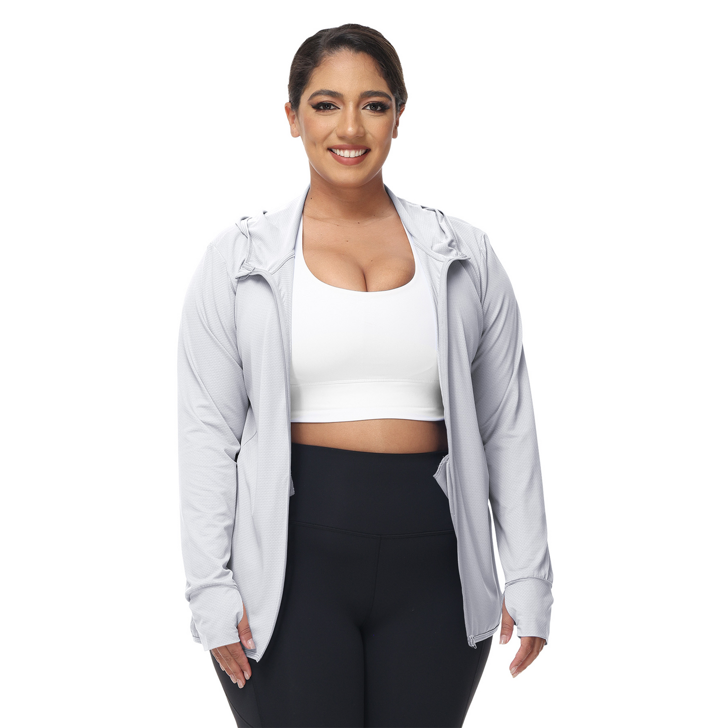 MLDRA Womens UPF 50+ UV Sun Protection Hoodie Jacket Lightweight Zip Up Long Sleeve Sun Shirt with Pockets for Running Hiking