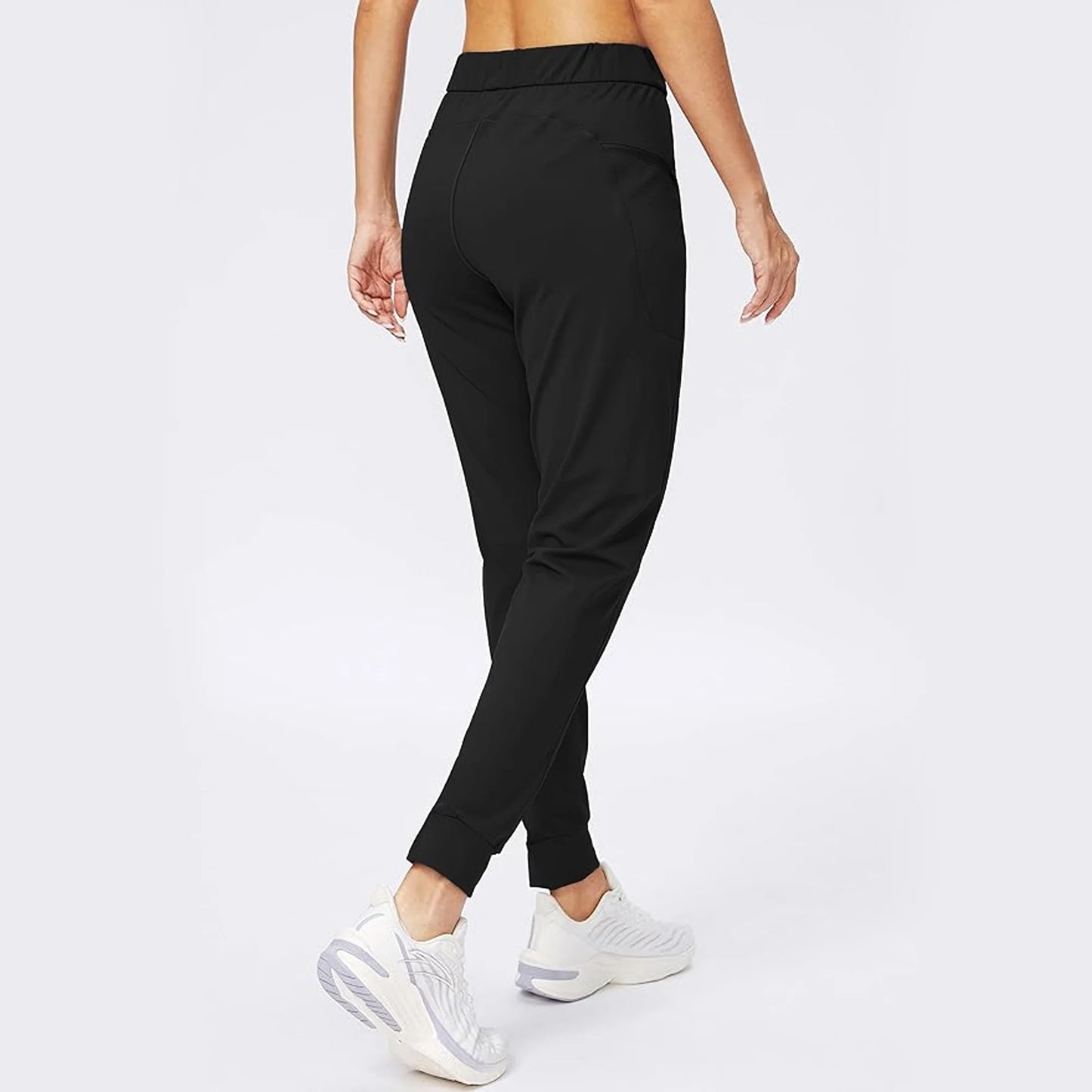 MLDRA Women's Joggers Sweatpants Yoga Pants with Pockets High Waisted for Gym Workout Running Athletic Black Cool and Thin Summer