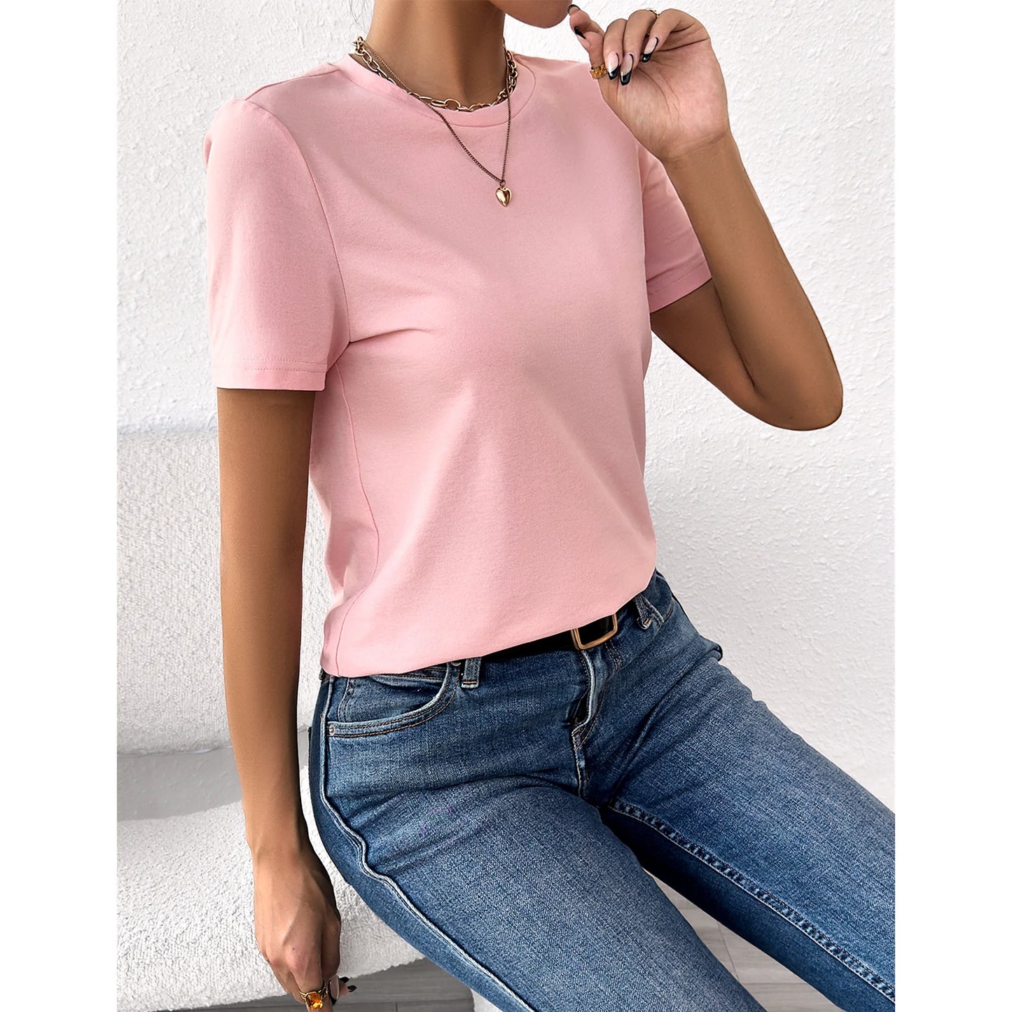 Women’s T-Shirts Short Sleeve Tops for Women Fitted Crewneck Tee Casual Trendy 2025