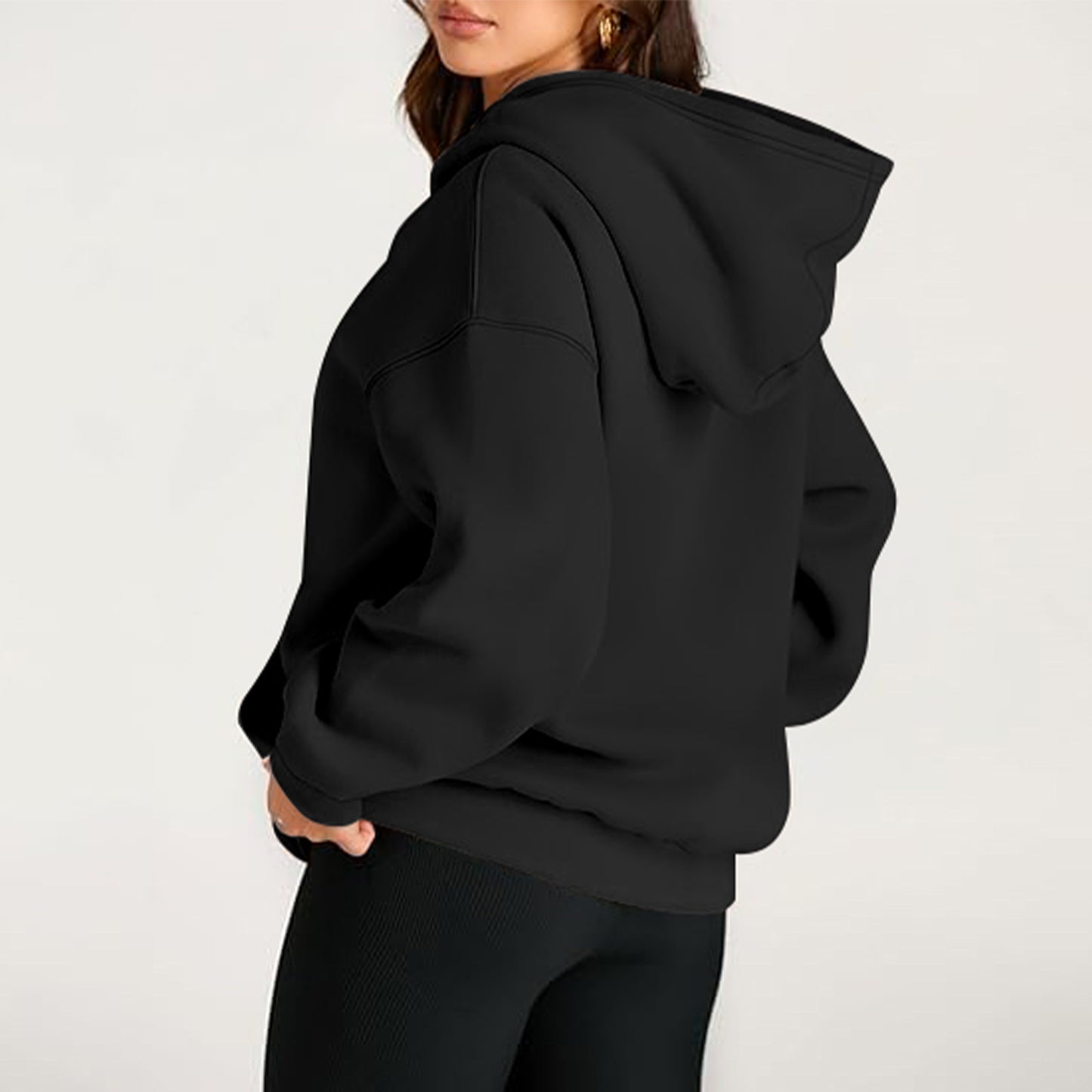 Womens Hoodies Sweatshirts Long Sleeve Fall Pullover Shirts with Pocket Warm Casual Outfits Top (Black)