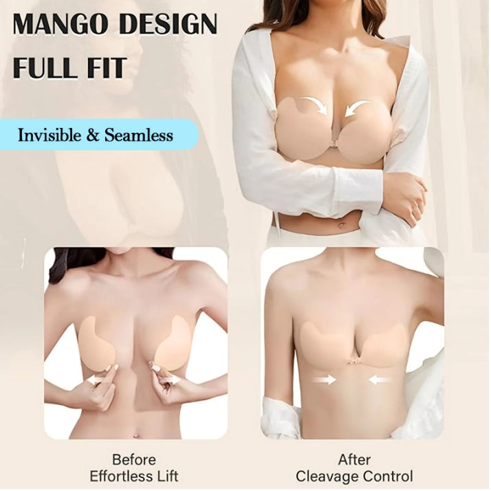 MLDRA 2 Pairs Sticky Bra Push Up Backless Bra Ultra Thin Adhesive Bra with Nipple Covers, Reusable Strapless Bras for Women, Invisible Silicone Bra