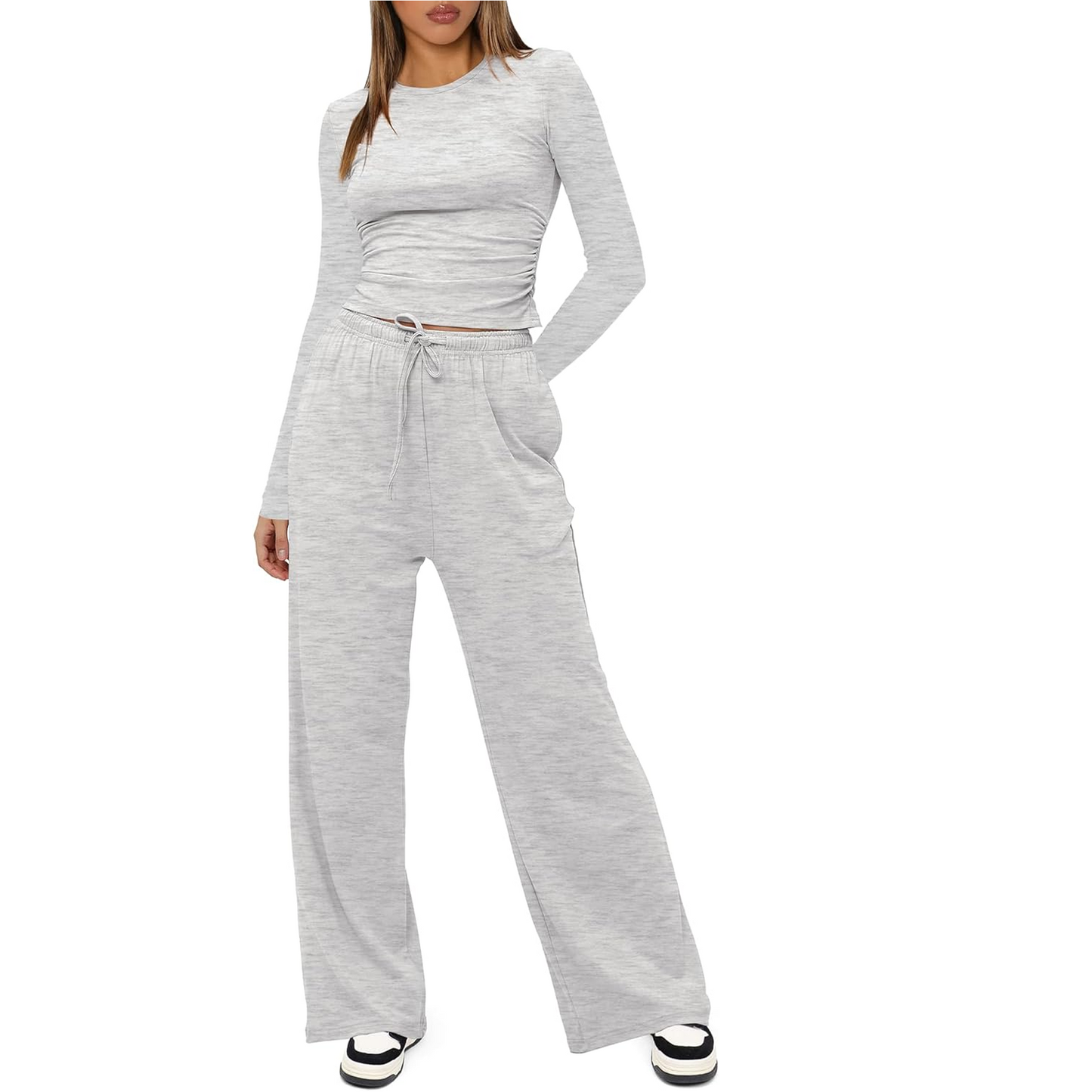 MLDRA 2 Piece Lounge Sets for Women Sweat Suits for Womens Outfit Track Suits Lounge Sets Comfy Fall Sets Casual Wide-Leg Pants, Spring Fall 2025