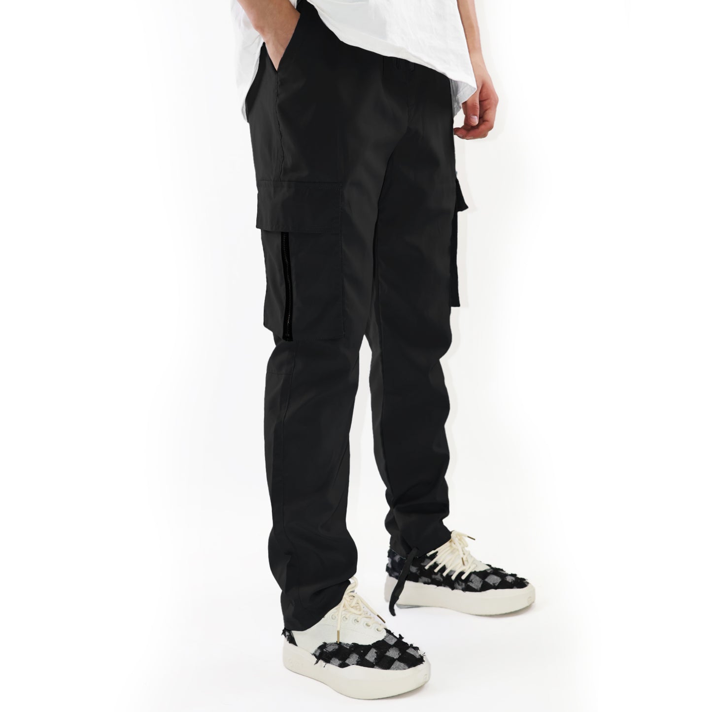 MLDRA Men's Cargo Pants Trousers Relaxed Fit Tactical Work Slacks Straight Leg With Pockets Black