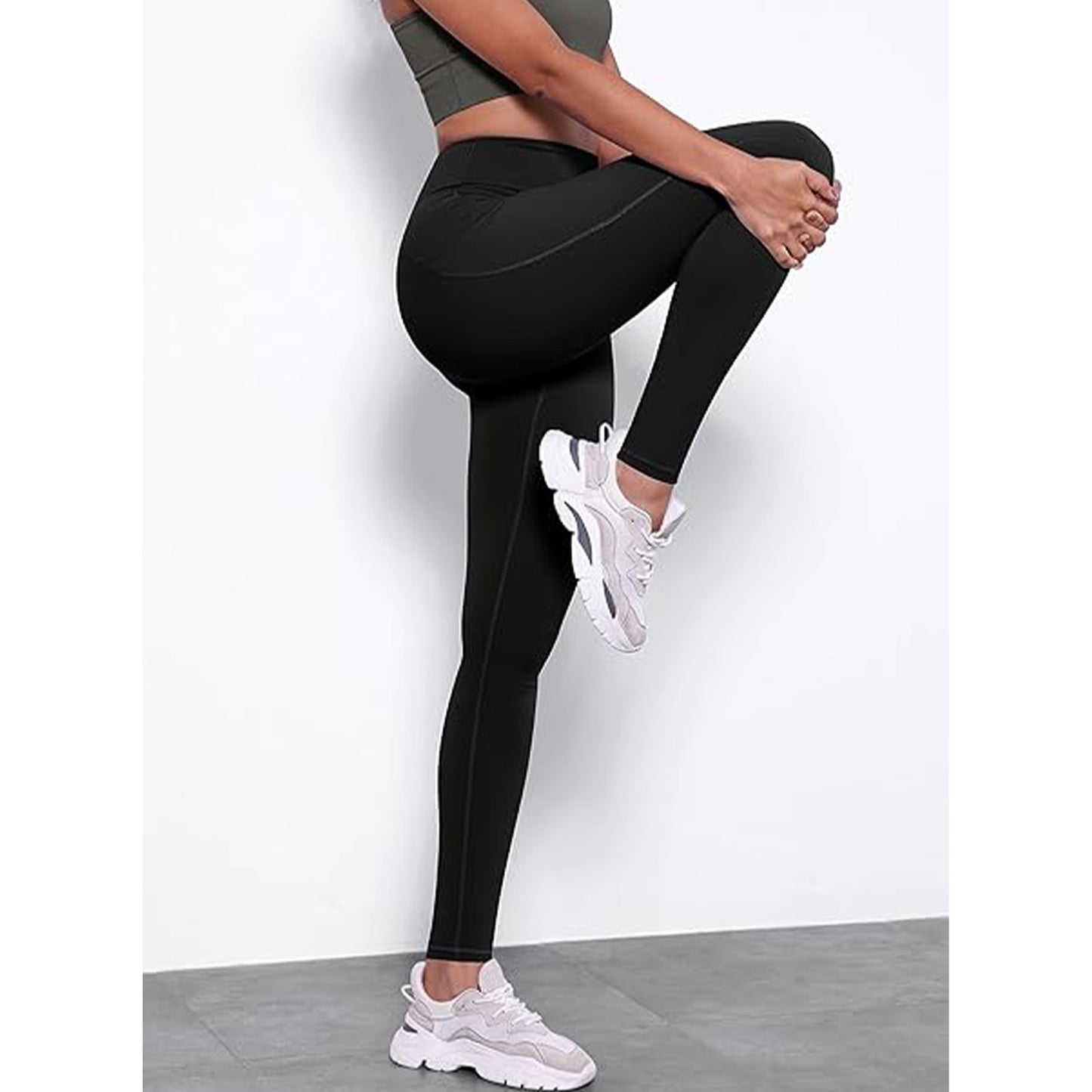 MLDRA Women's Yoga Pants Leggings Sports with Pockets High Waist Tummy Control Workout 2 pieces