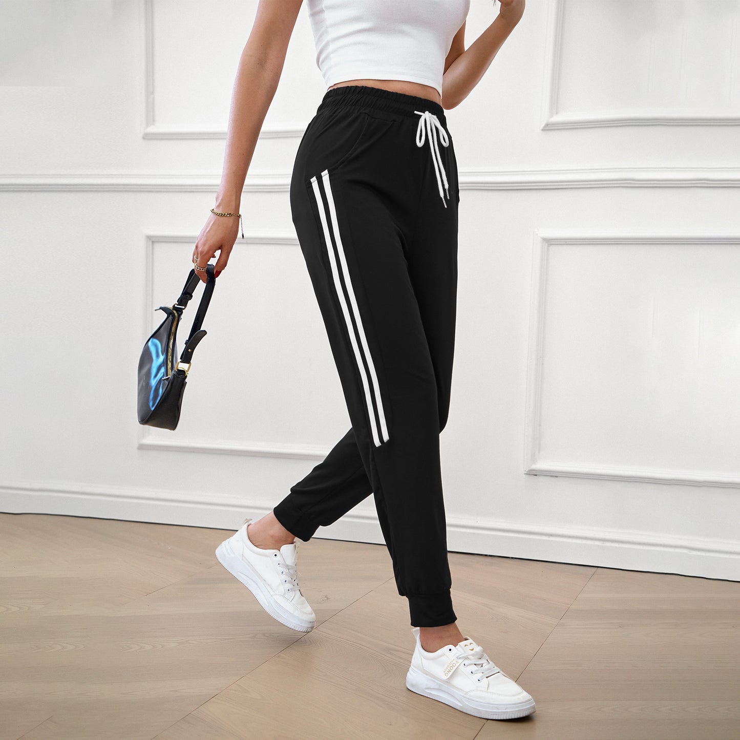 Womens Sweatpants Joggers Lounge Pants Athletic Side Stripe with Pockets for Workout Running