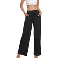 MLDRA Women's Wide Leg Pants Yoga Casual with Pockets Loose Trousers High Waisted Palazzo Lounge Pants Black