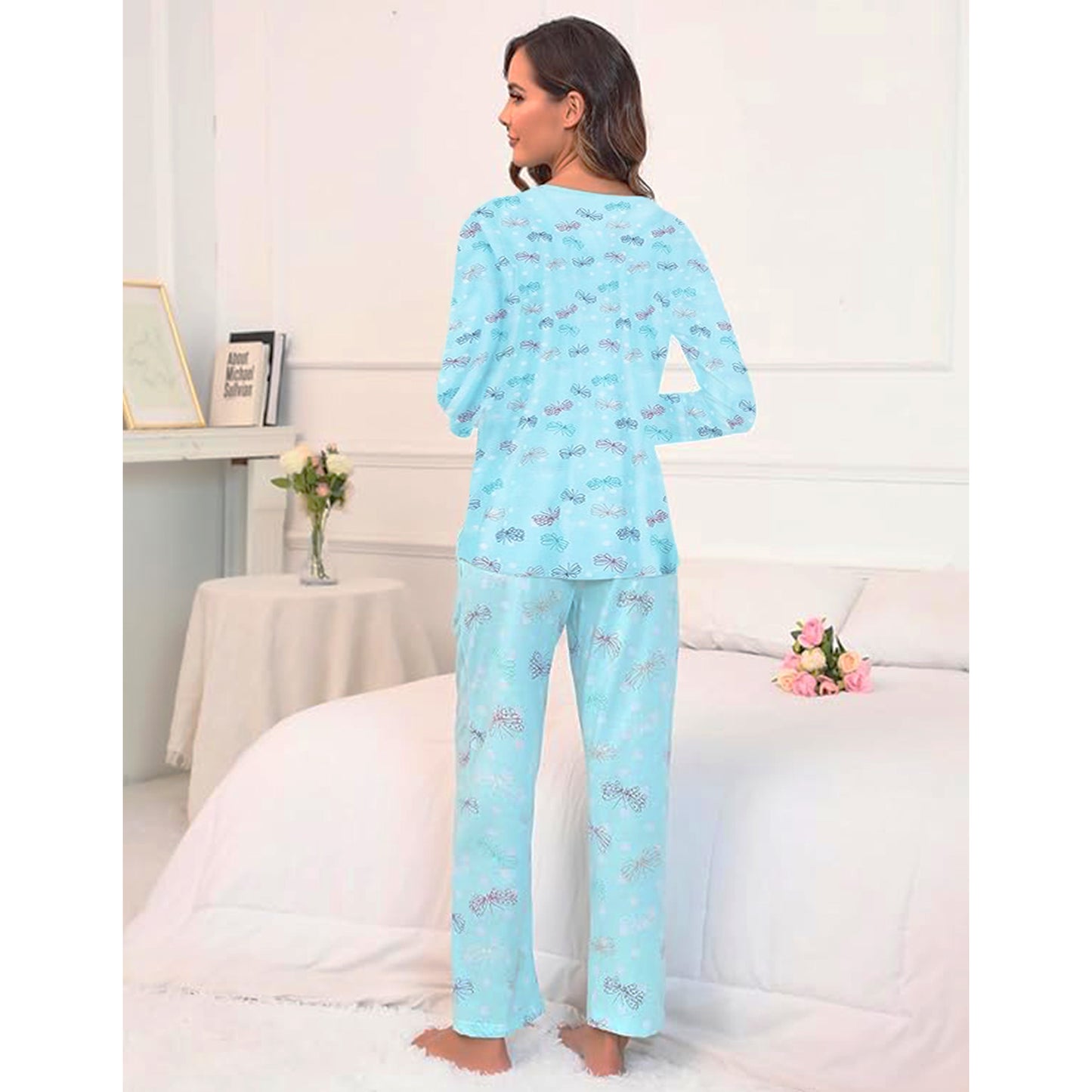 MLDRA Womens Pajama Sets Cotton Pj Set Long sleeves Top With Capri Pants Sleepwear 2 Piece Lounge Set