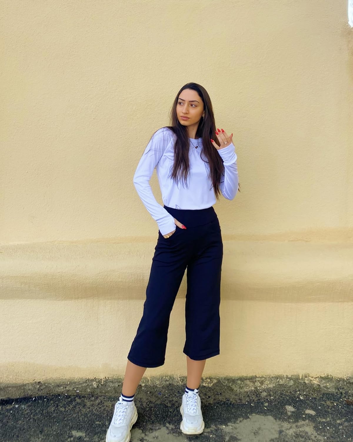 Capri Pants for Women Wide Leg Yoga Pants with Pockets High Waist Workout Pant Casual Work Pants Flare Leggings for Summer (Available in Plus Size)