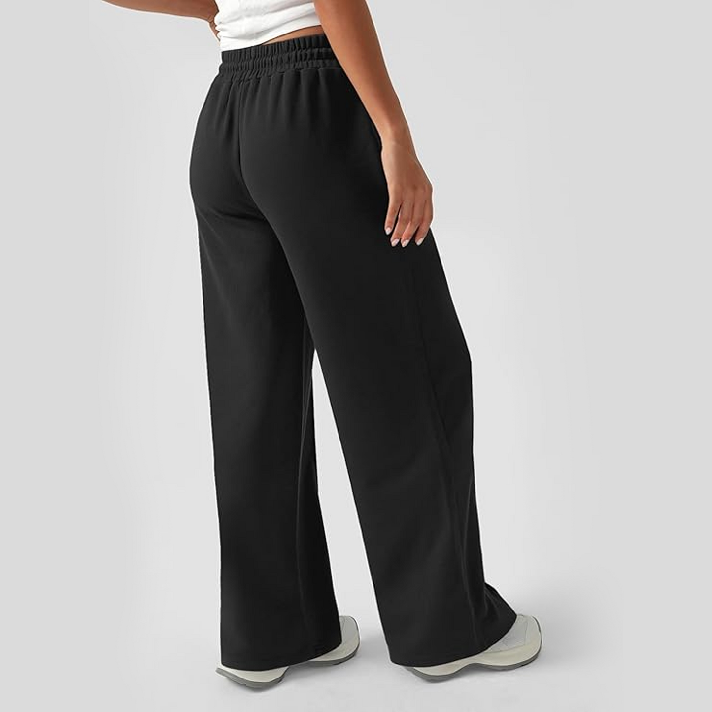 MLDRA Women's Wide-Leg Sports Pants Yoga Sweatpants High-Waisted Loose Jogging Pants with Drawstring & Side Pockets, Soft & Comfortable Lightweight for Summer