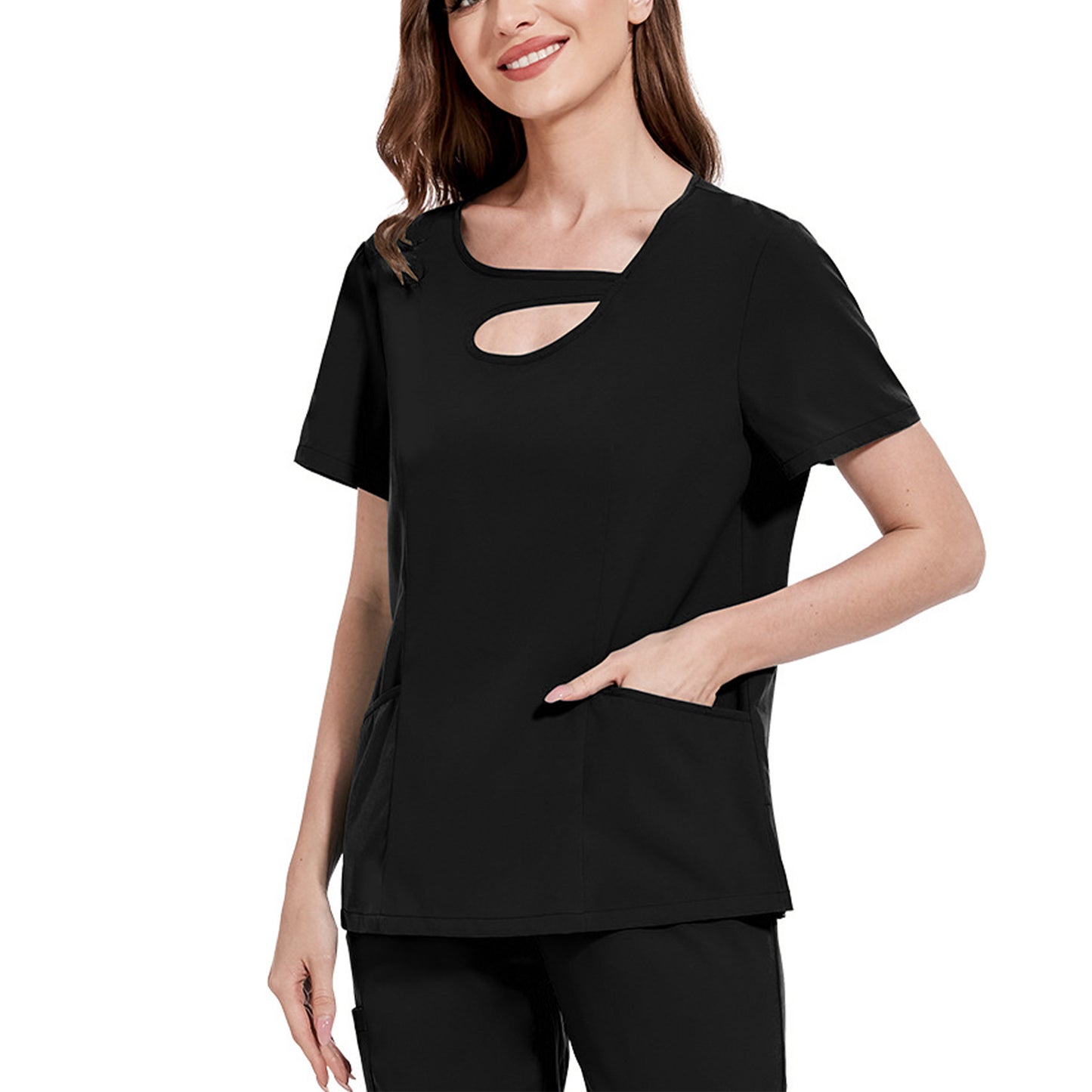 MLDRA Scrub Suit Set Uniform for Women and Man Modern V-neck Scrub Top Tapered Leg Jogger Pants Multiple pockets Nursing Set