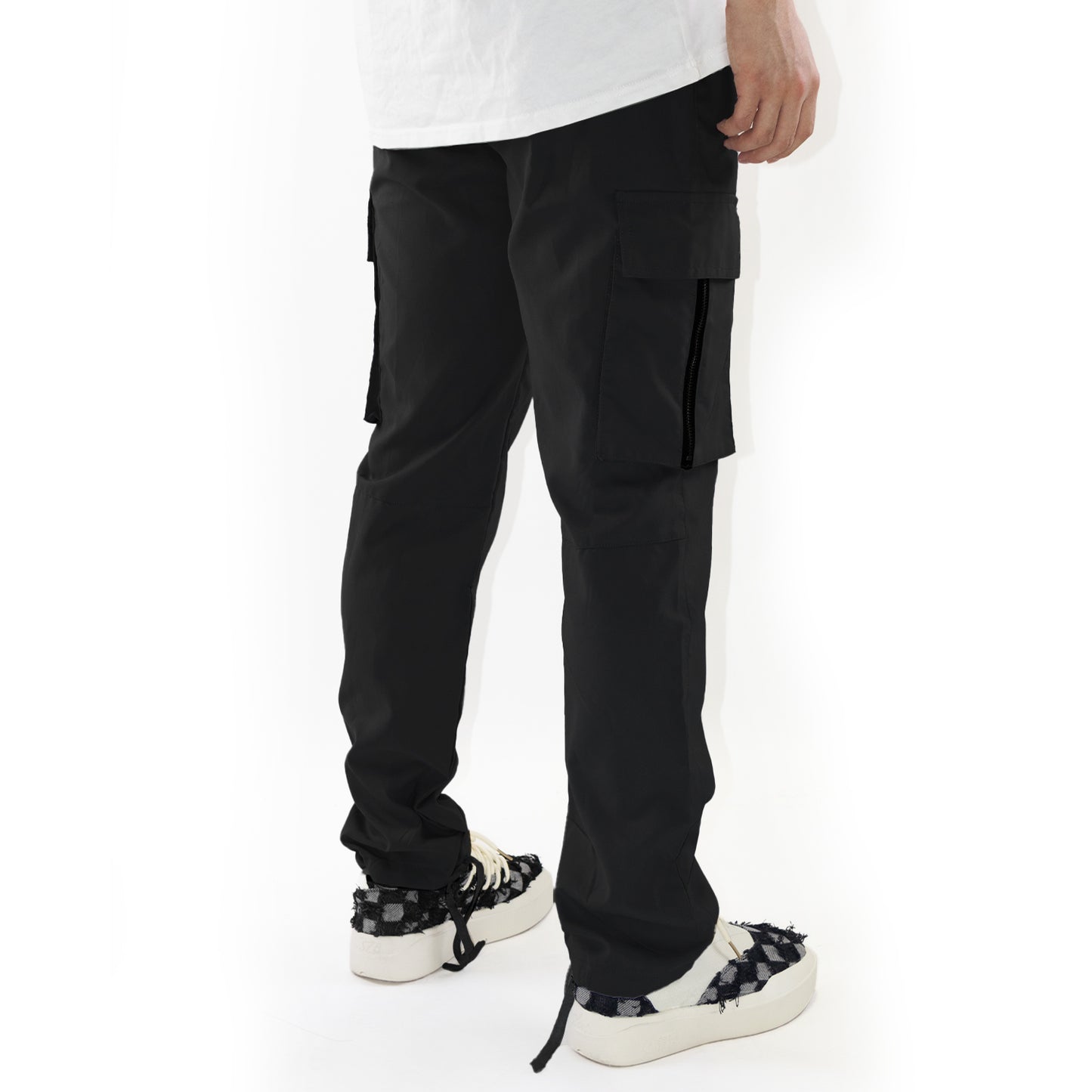 MLDRA Men's Cargo Pants Trousers Relaxed Fit Tactical Work Slacks Straight Leg With Pockets Black