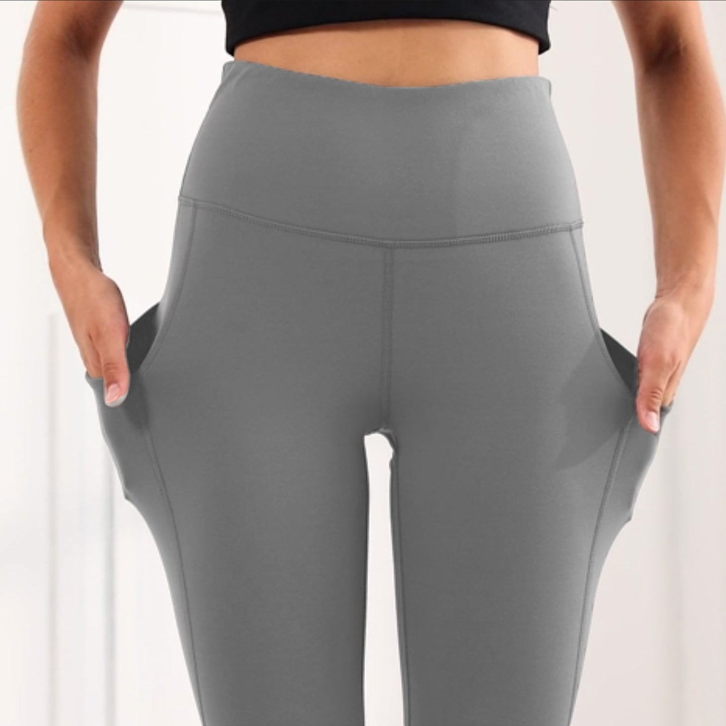 MLDRA Women's Yoga Pants Leggings Sports with Pockets High Waist Tummy Control Workout 2 pieces
