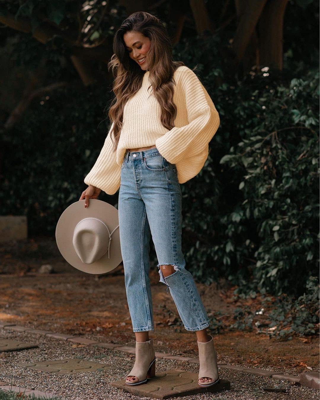 Women's Fashion Sweater Long Sleeve Casual 2024 Ribbed Knit Fall Winter Clothes Pullover Sweaters