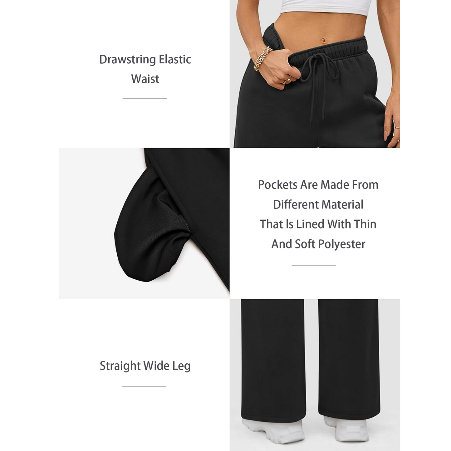 MLDRA Women's Sweatpants Fleece Lined Wide Leg Joggers Baggy Lounge Pants with Drawstring Elastic Waist and Pockets Fall Winter 2025