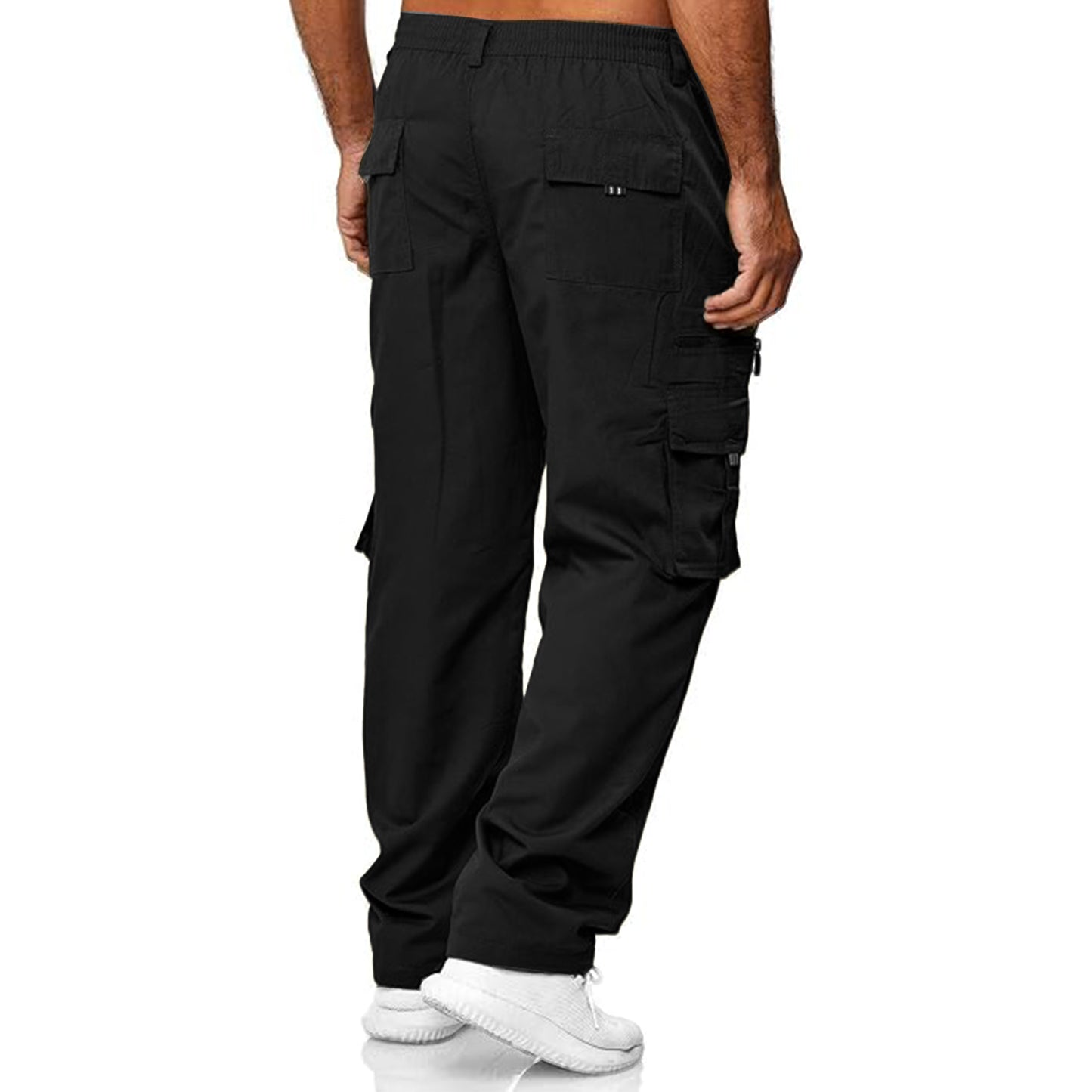 MLDRA Men's Cargo Pants Jogger Work Trousers Relaxed Fit Loose Casual Sweatpants Lightweight Slacks with Multi Pockets Black
