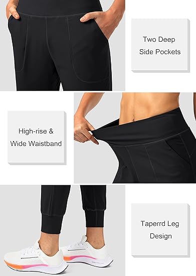 MLDRA Women's Joggers Sweatpants Yoga Pants with Zipper Pockets High Waisted for Workout Running