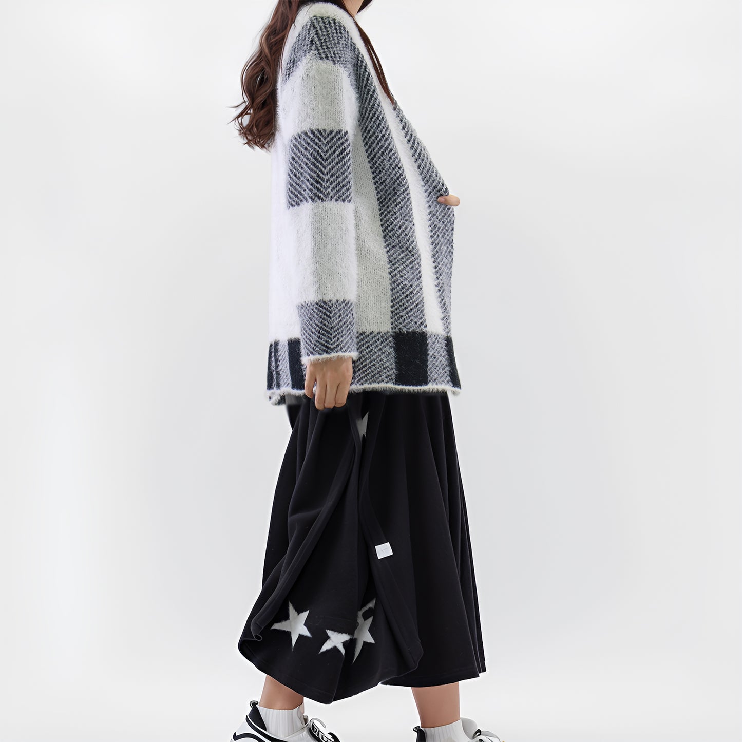 MLDRA Womens Cardigan Sweaters Open Front Color Block Stripe Long Sleeve Loose Knitted Casual Coats