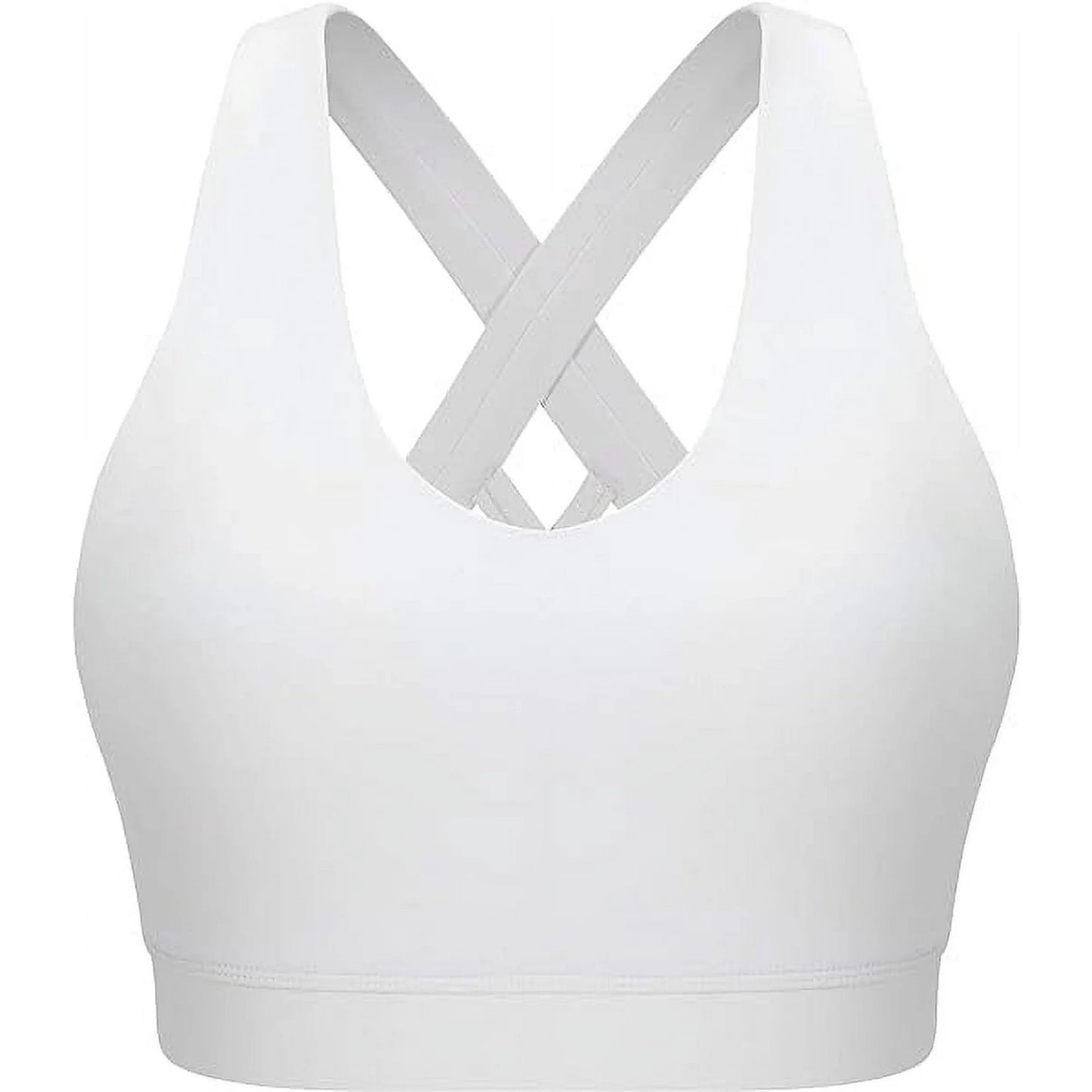 2 Pack Sports Bras for Women, Supportive Workout Bras, Criss-Cross Back Padded Strappy Yoga Bra with Removable Cups
