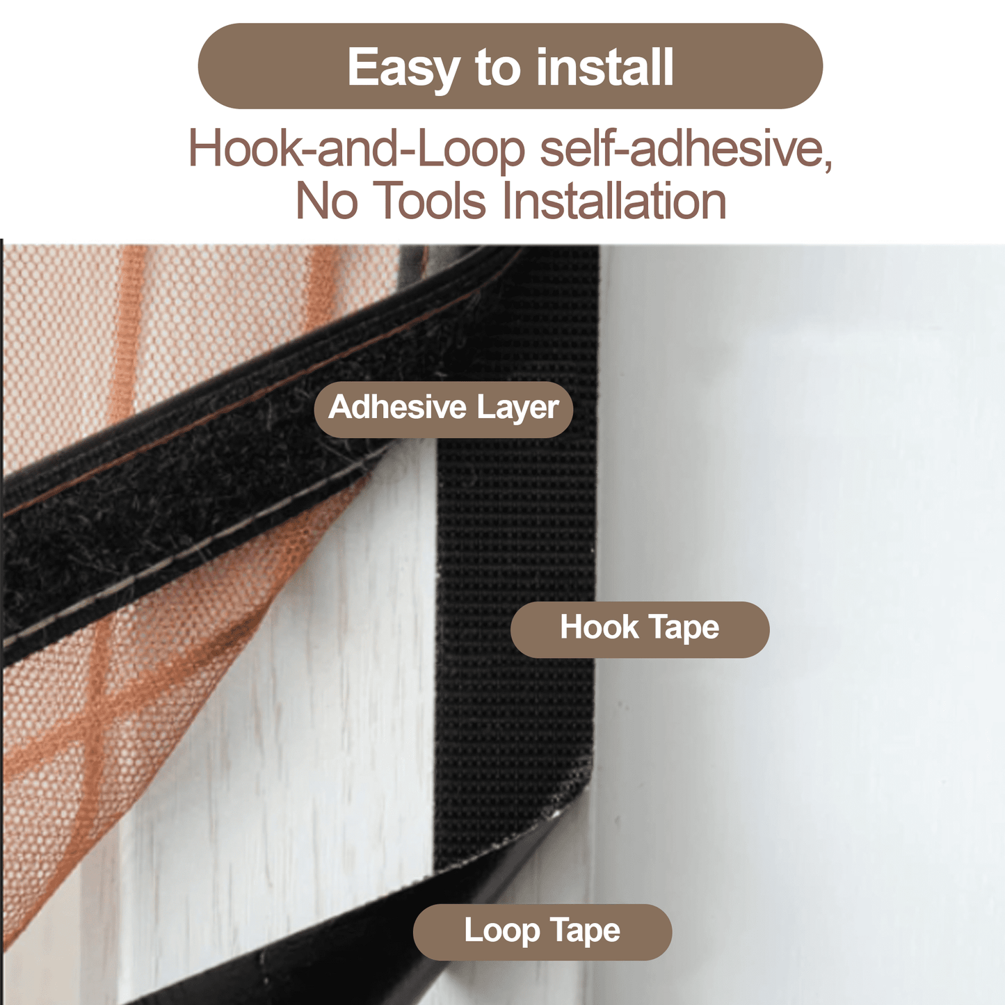 Magnetic Screen Door with Side Opening, Auto-Close Durable Mesh Curtain, Bug Proof & Pet Safe Design, Effortless Access for Family, 35.4" x 82.7", Coffee Brown