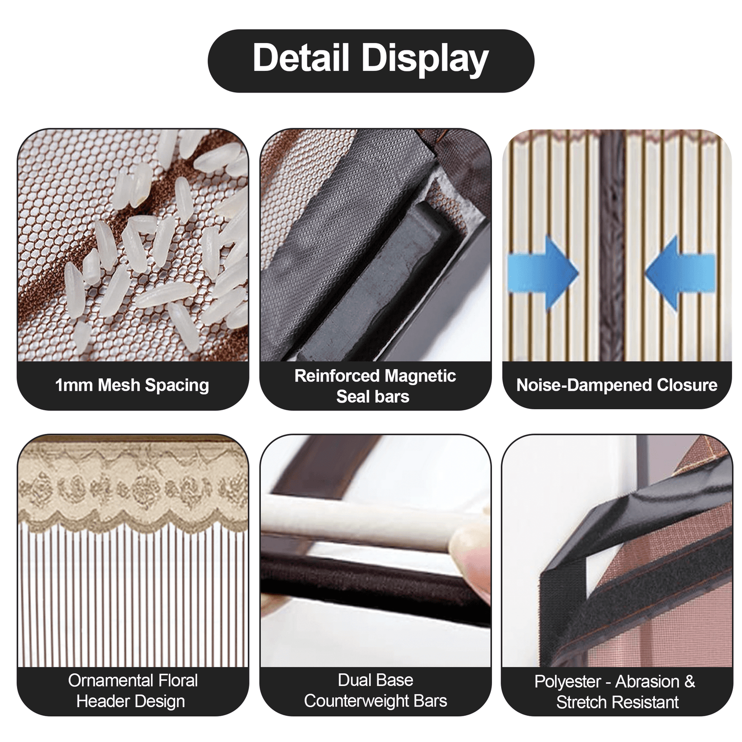 Magnetic Screen Door for Home, Auto-Close Heavy Duty Mesh Curtain, Bug Proof & Pet Friendly Design, Easy-Install Hands Free Entry, 35.4" x 82.7", Black