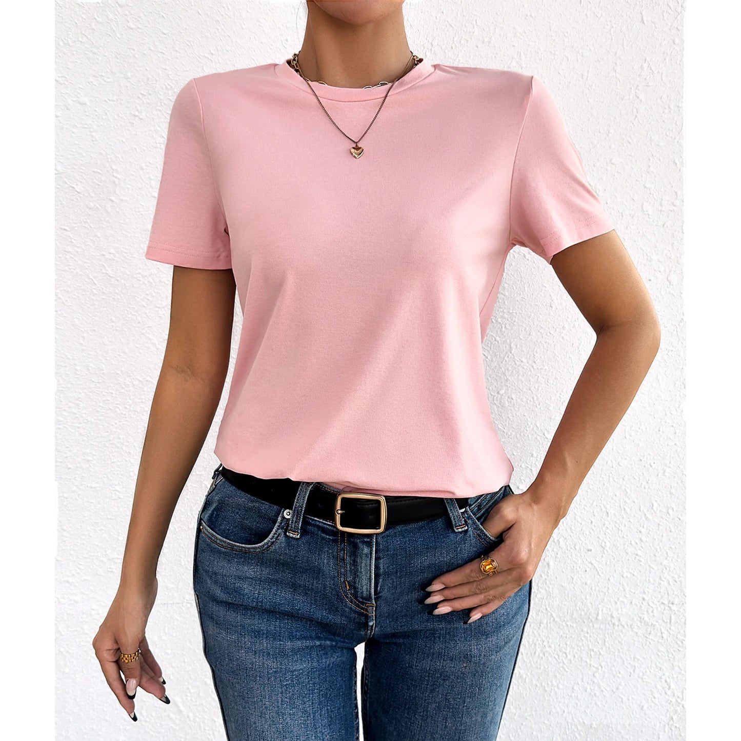 Women’s T-Shirts Short Sleeve Tops for Women Fitted Crewneck Tee Casual Trendy 2025