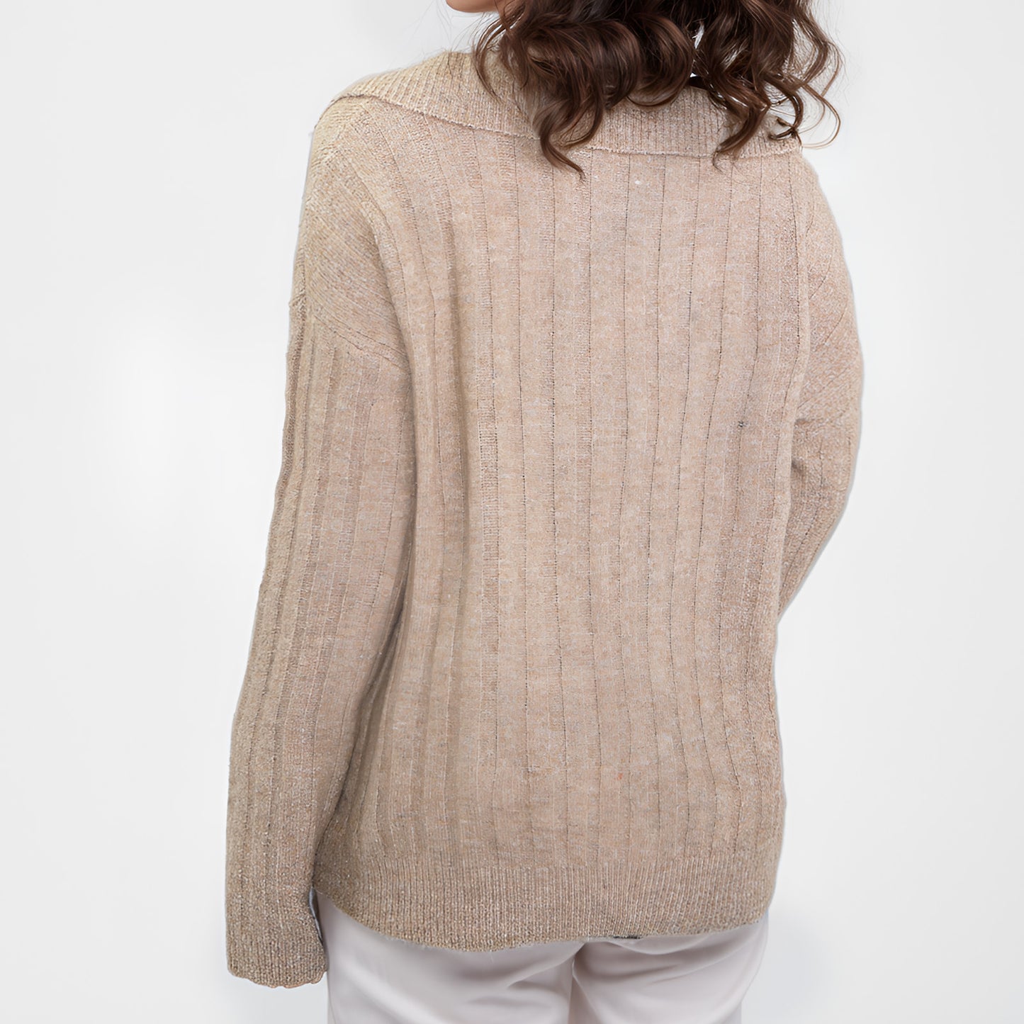 Womens pullover Sweaters Long Sleeve polo V Neck collar Lightweight Fall Soft Knitwear Casual Outerwear