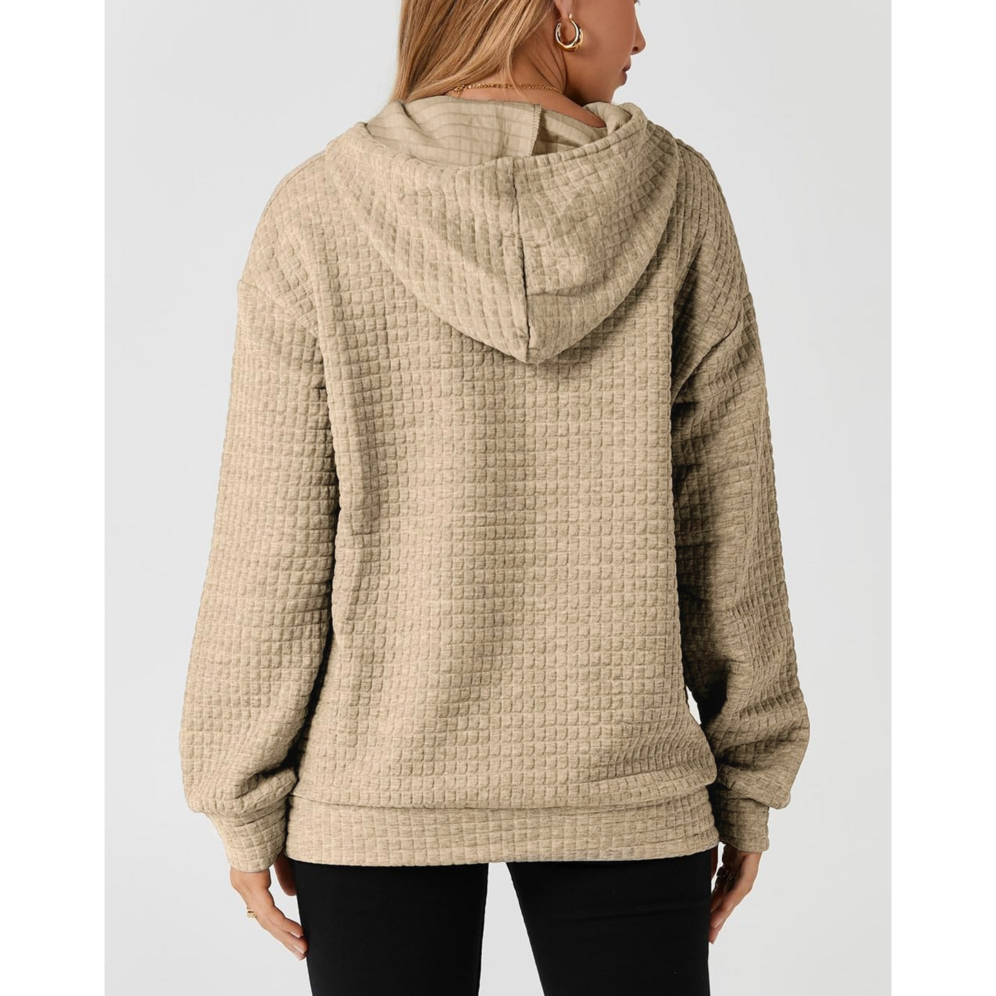 MLDRA Hoodies for Women, Fall Crewneck Womens Hoodies Sweatshirt for Women 2025 Waffle Knit Pullover with Pockets, Essentials Hoodie Casual Long Sleeve Drawstring