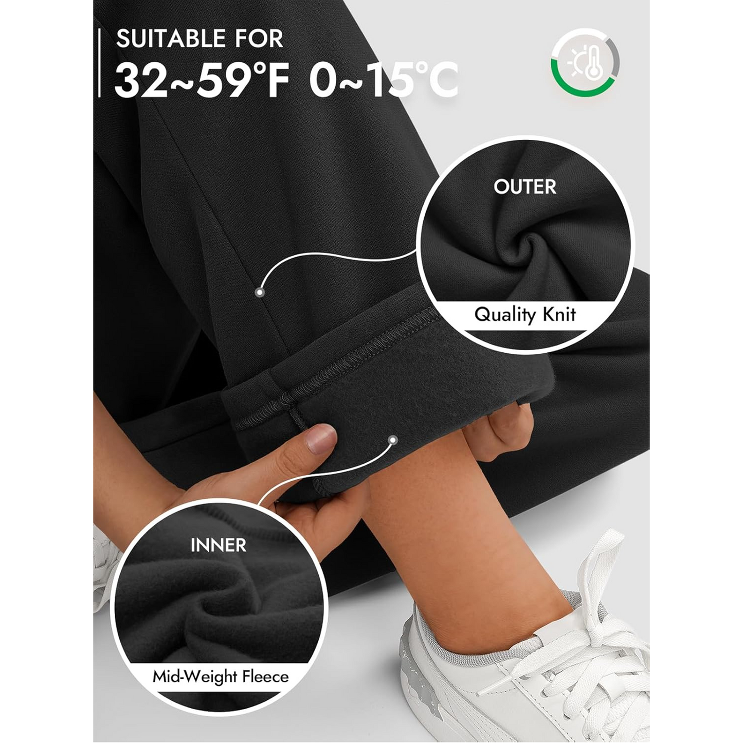 MLDRA Women's Sweatpants Fleece Lined Wide Leg Joggers Baggy Lounge Pants with Drawstring Elastic Waist and Pockets Fall Winter 2025