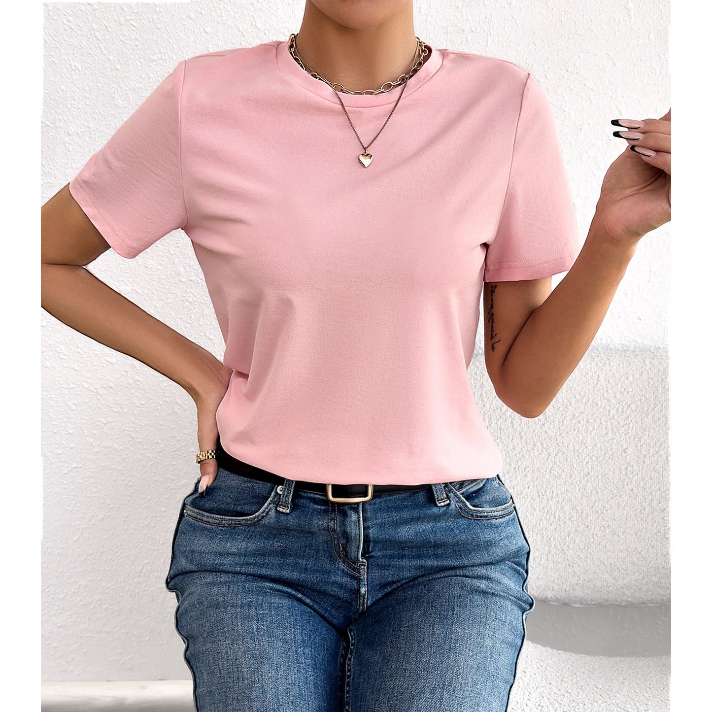 Women’s T-Shirts Short Sleeve Tops for Women Fitted Crewneck Tee Casual Trendy 2025