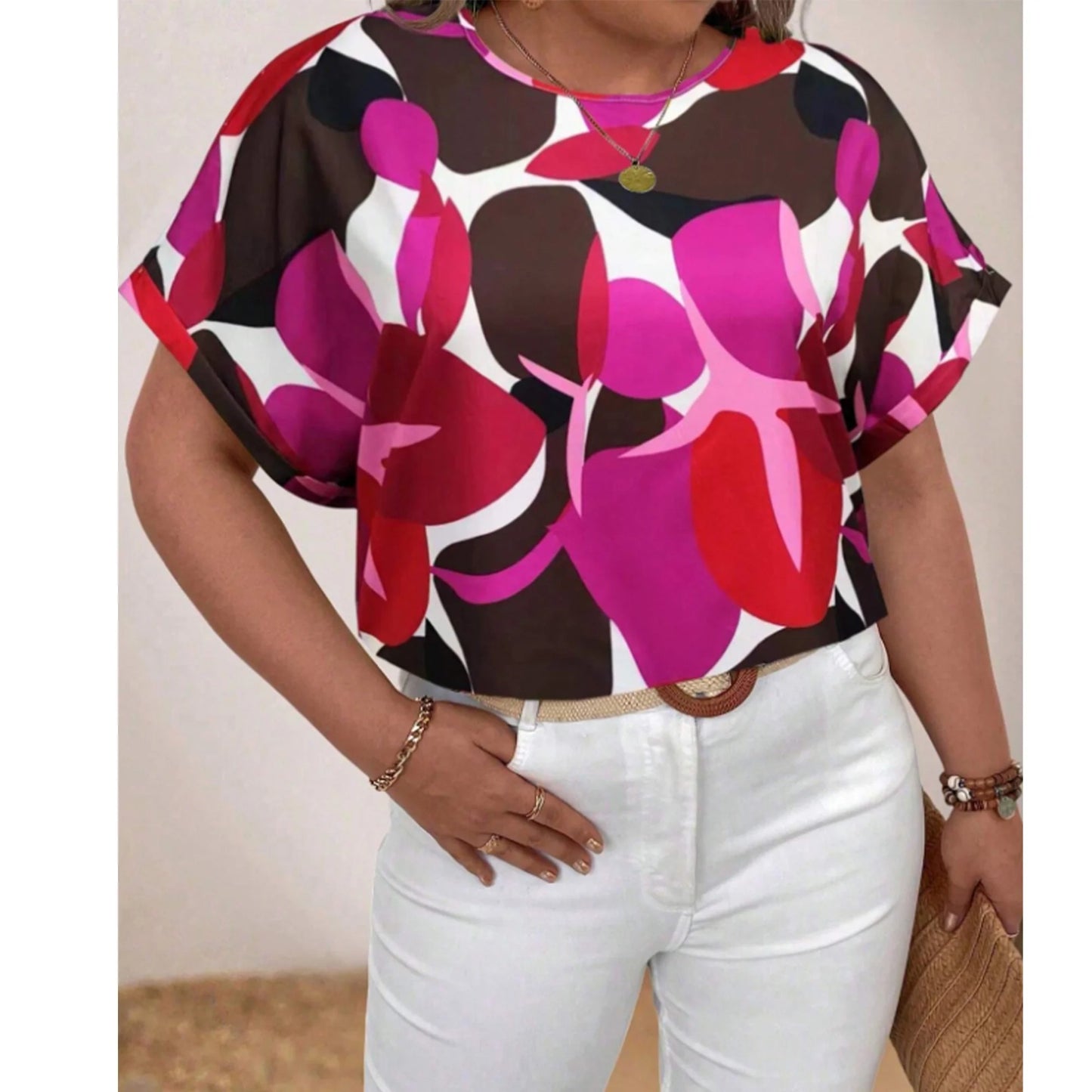 SOMER Plus Size Tops for Women Short Sleeve Women's Tops Casual Plus Size T Shirts Loose Tees 4XL