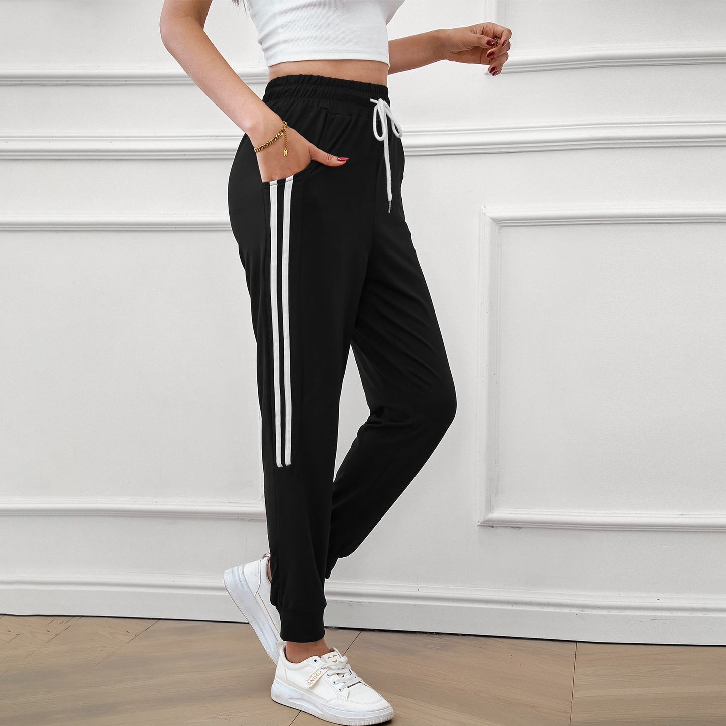 Womens Sweatpants Joggers Lounge Pants Athletic Side Stripe with Pockets for Workout Running