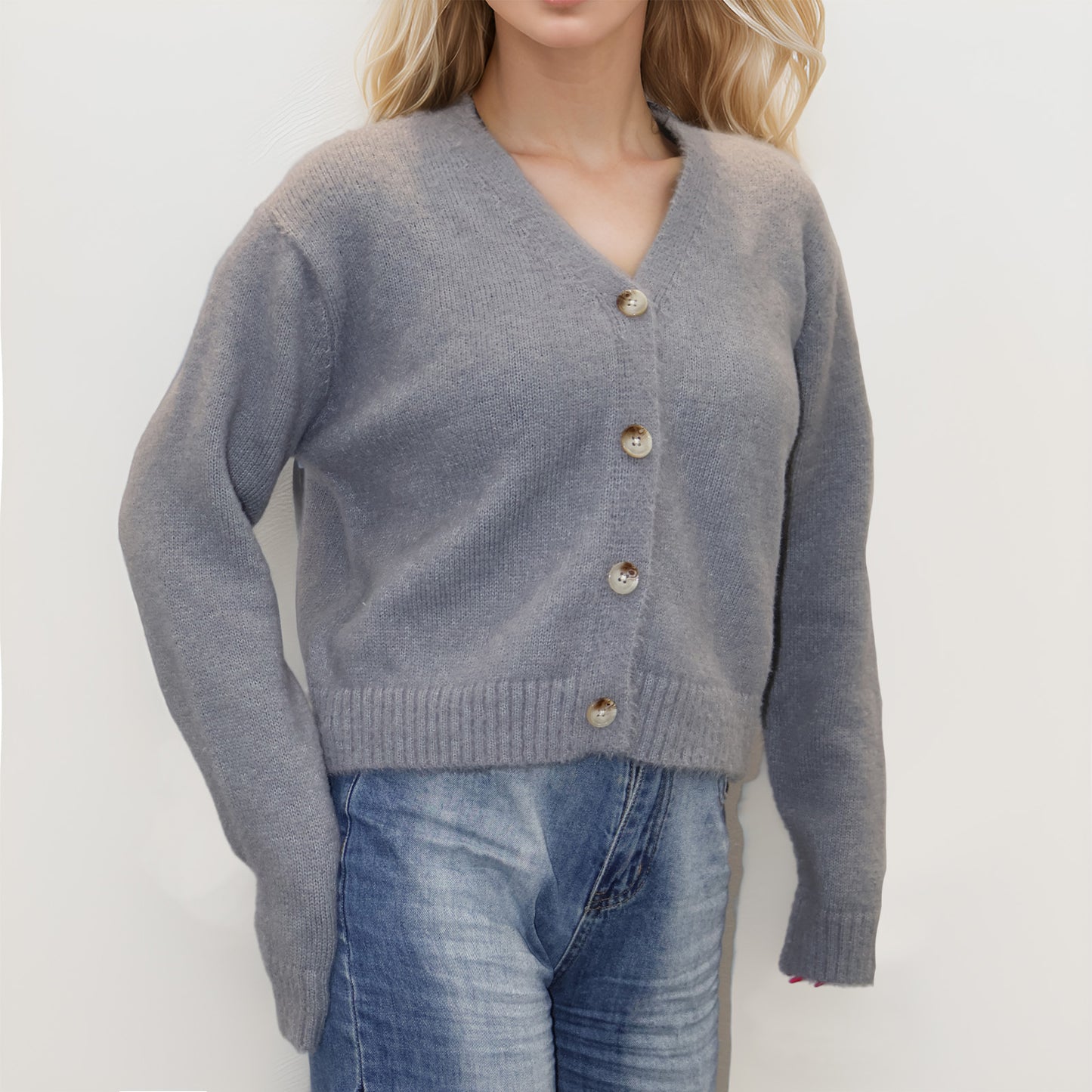 Womens Sweaters open cardigans Coat Long Sleeve V Neck Button Down Soft Knitwear Lightweight Outerwear