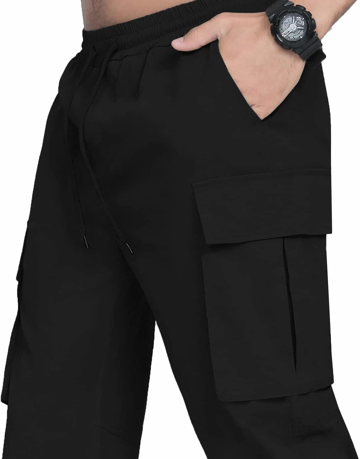 MLDRA Men's Cargo Pants Trousers Relaxed Fit Tactical Work Slacks Straight Leg With Pockets Black