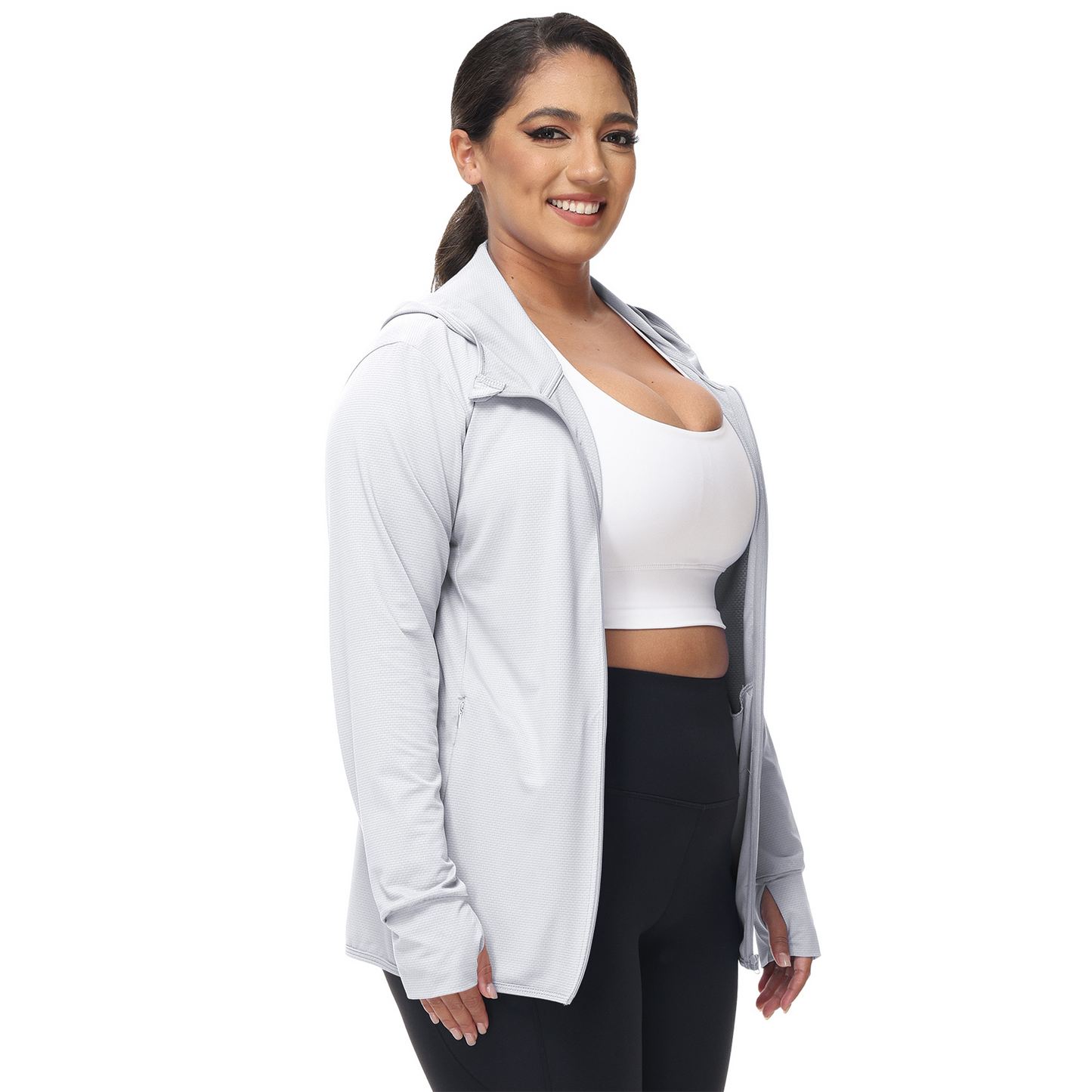 MLDRA Womens UPF 50+ UV Sun Protection Hoodie Jacket Lightweight Zip Up Long Sleeve Sun Shirt with Pockets for Running Hiking