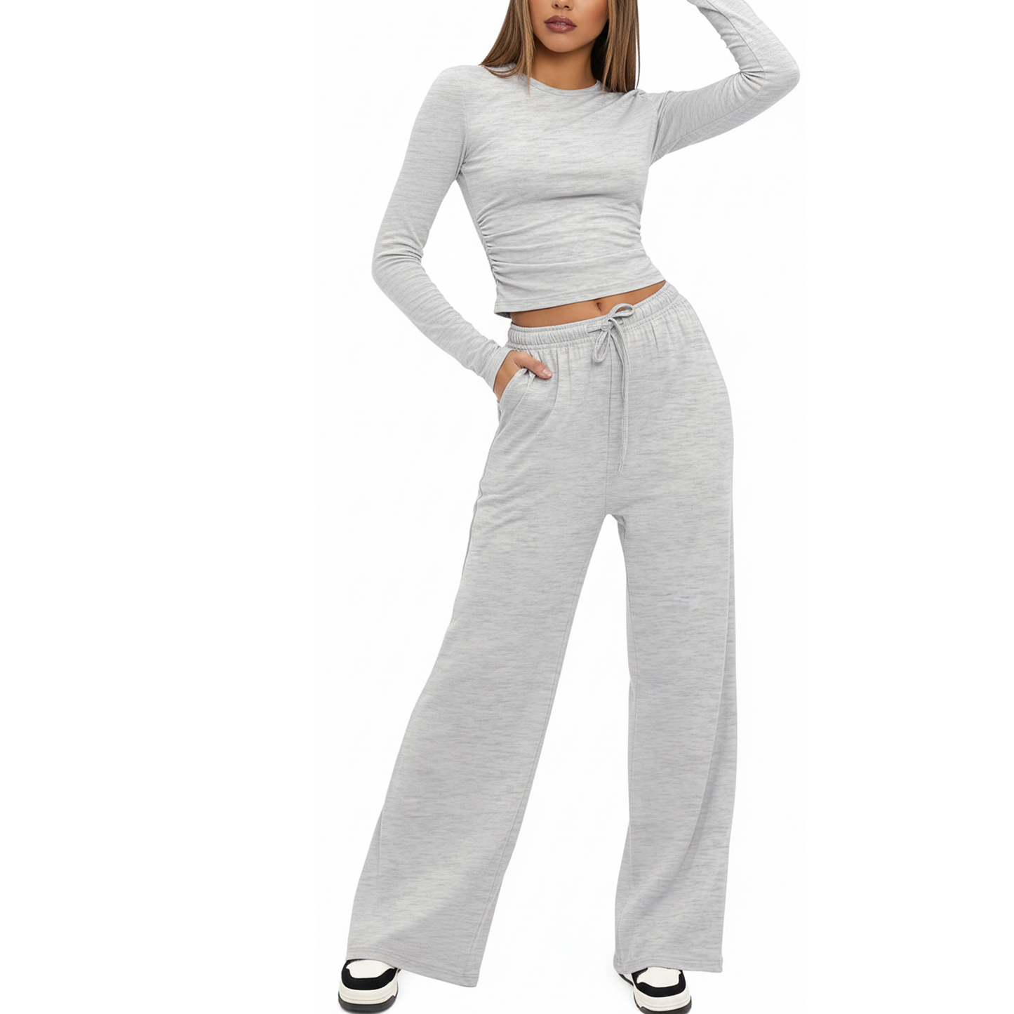 MLDRA 2 Piece Lounge Sets for Women Sweat Suits for Womens Outfit Track Suits Lounge Sets Comfy Fall Sets Casual Wide-Leg Pants, Spring Fall 2025
