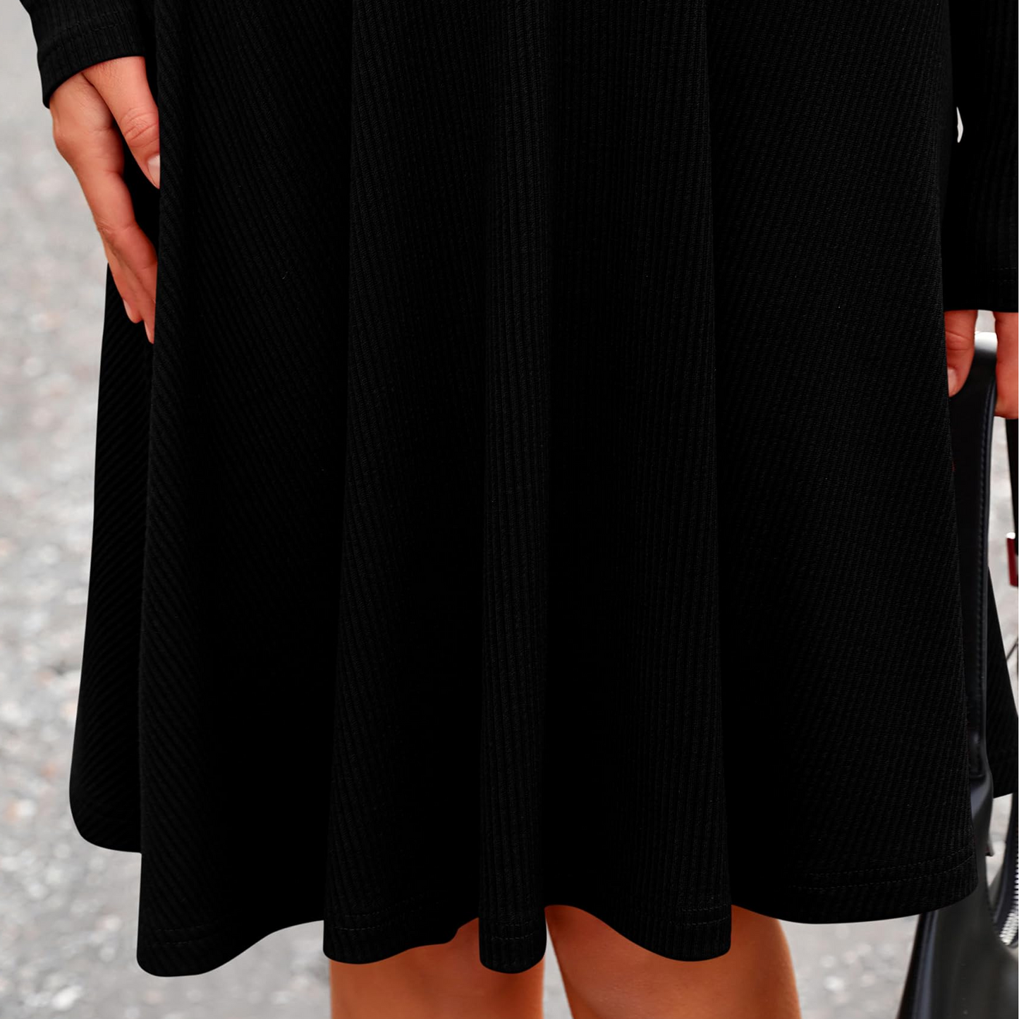 MLDRA Dress for Women Casual Long Sleeve Ribbed Knit A-Line Flowy Fall Winter Sweater Dress, Crewneck Elegant Going Out Dresses for Women 2025