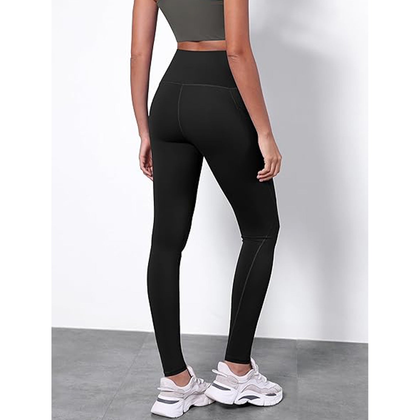 MLDRA Women's Yoga Pants Leggings Sports with Pockets High Waist Tummy Control Workout 2 pieces