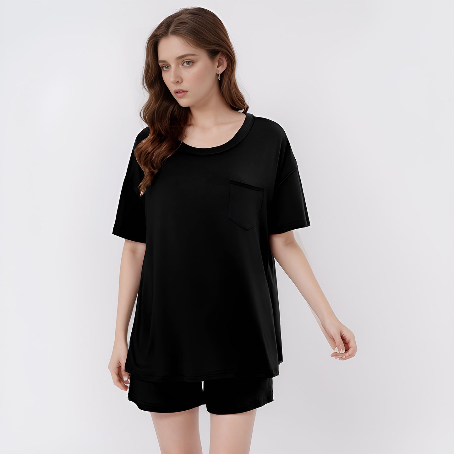 Women's Short Sleeve Pajama Sets Casual 2 Piece Lounge pj Shorts Set with Pockets (Available in Plus Size)