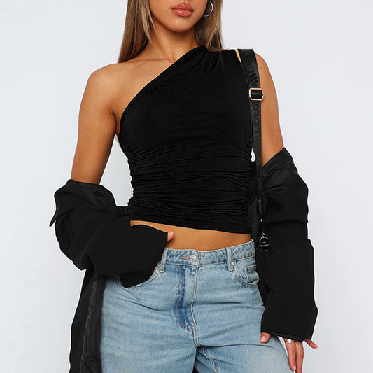 SOMER Women's Going Out Tops One Off Shoulder Tube Tank Black Tube Top Corset Tops for Women Trendy 2025 L