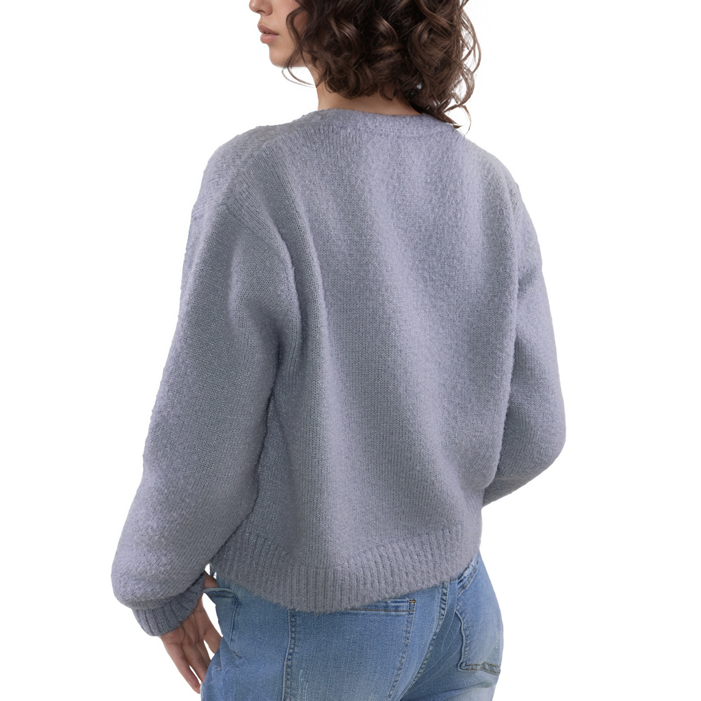 MLDRA Womens Sweaters Cardigan Knit Open Front V Neck Long Sleeve Button Down Outerwear Coat Grey