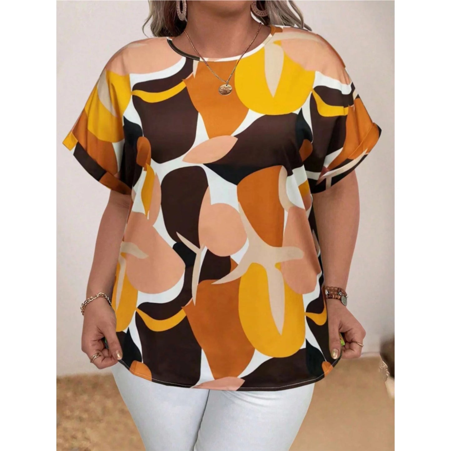 SOMER Plus Size Tops for Women Short Sleeve Women's Tops Casual Plus Size T Shirts Loose Tees 3XL