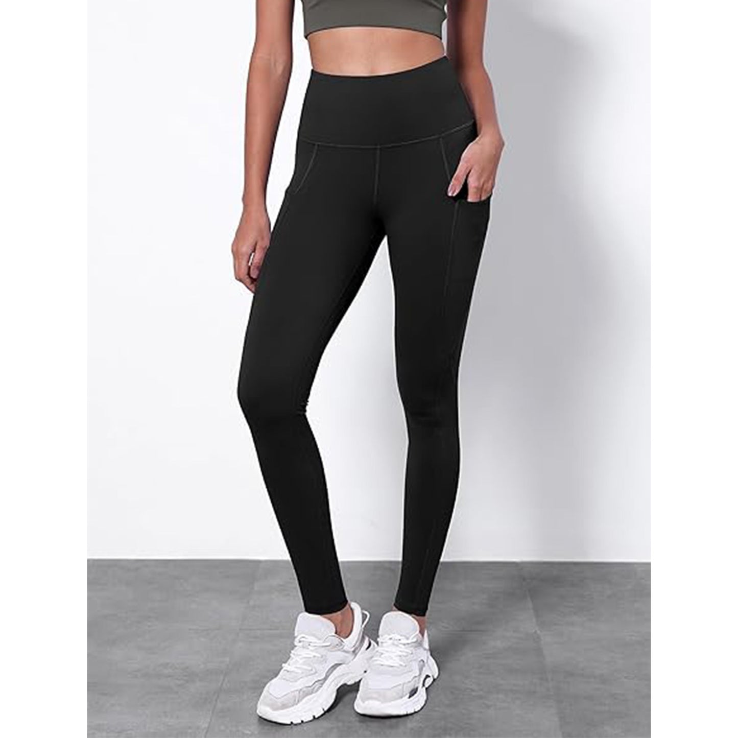 MLDRA Women's Yoga Pants Leggings Sports with Pockets High Waist Tummy Control Workout 2 pieces