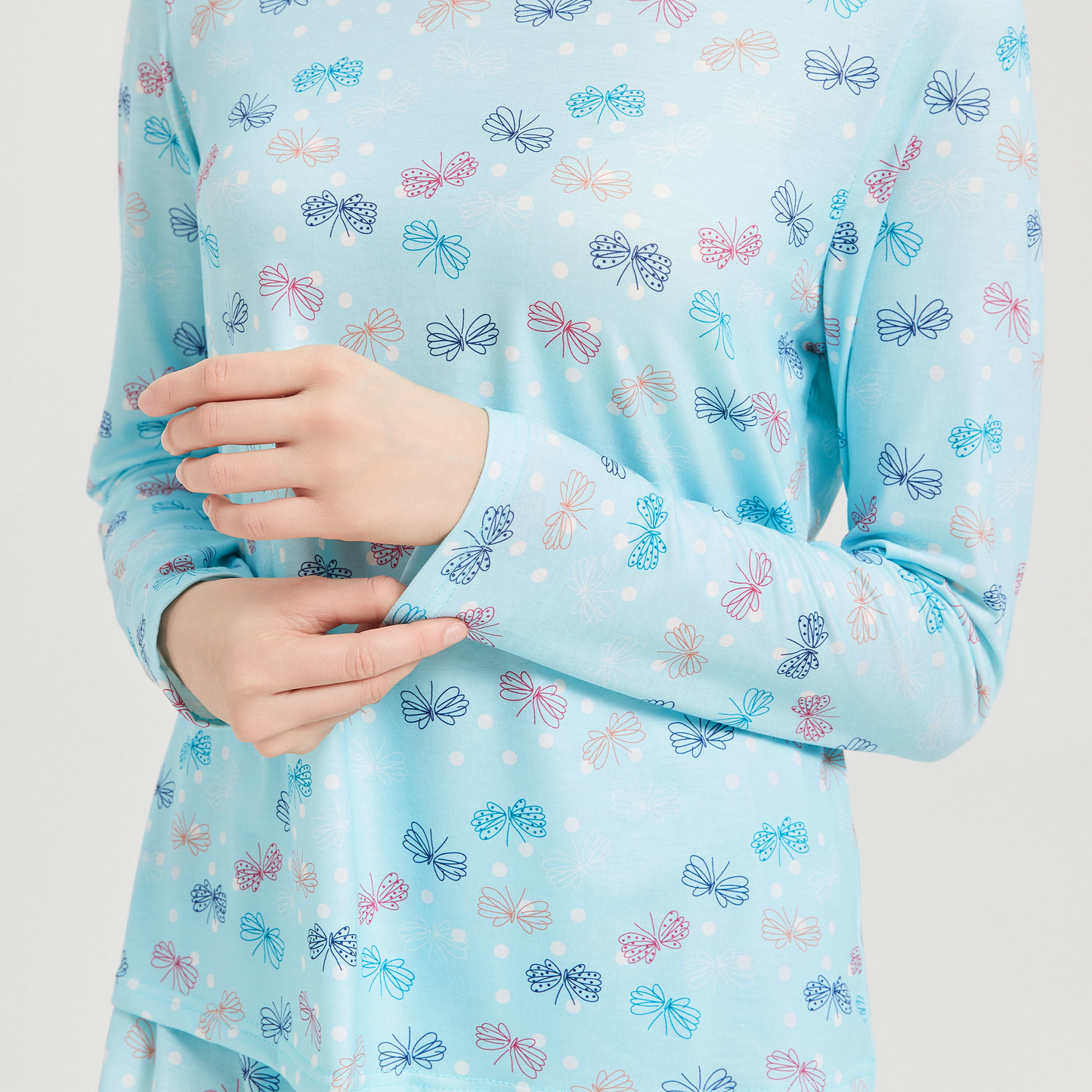 Womens Pajamas Set Long Sleeve Pjs Crew Neck Lounge Wear Fall Soft 2 Piece with Long Pants Sleepwear