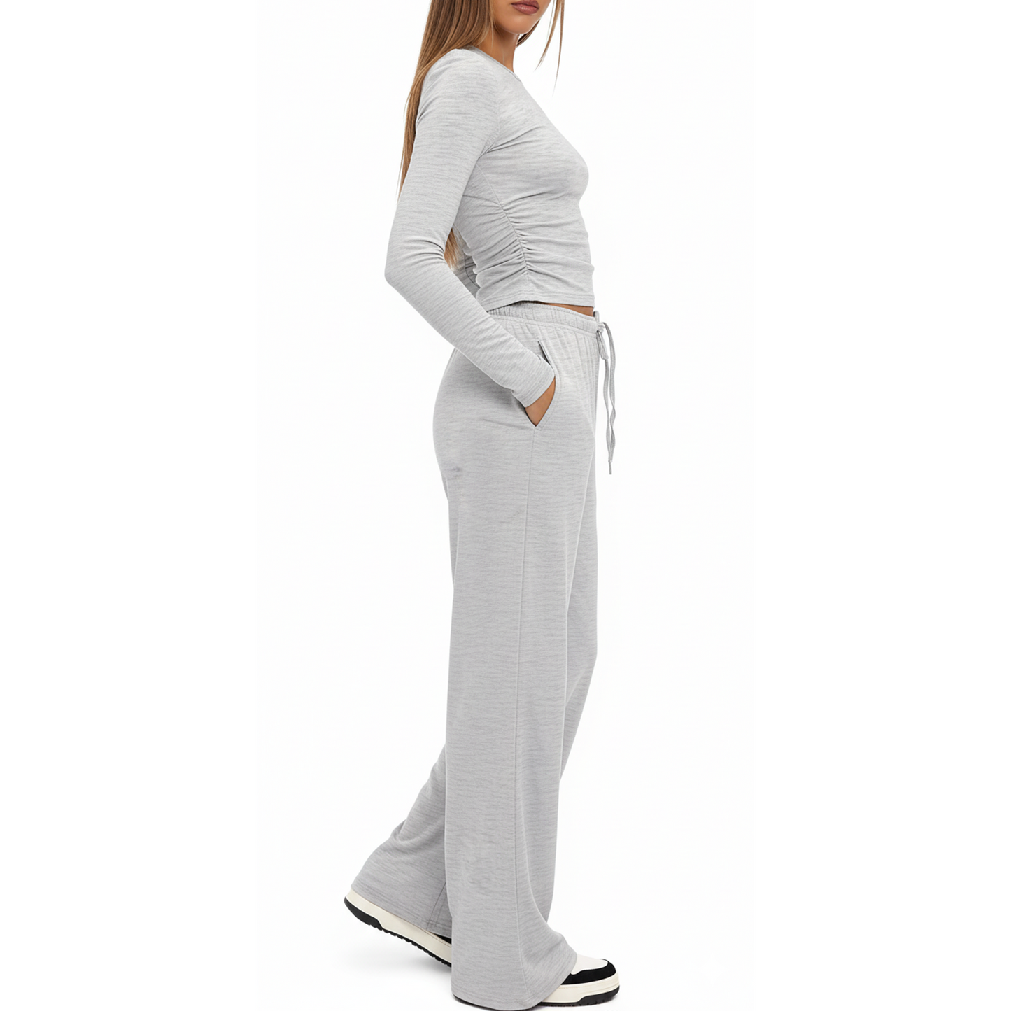 MLDRA 2 Piece Lounge Sets for Women Sweat Suits for Womens Outfit Track Suits Lounge Sets Comfy Fall Sets Casual Wide-Leg Pants, Spring Fall 2025