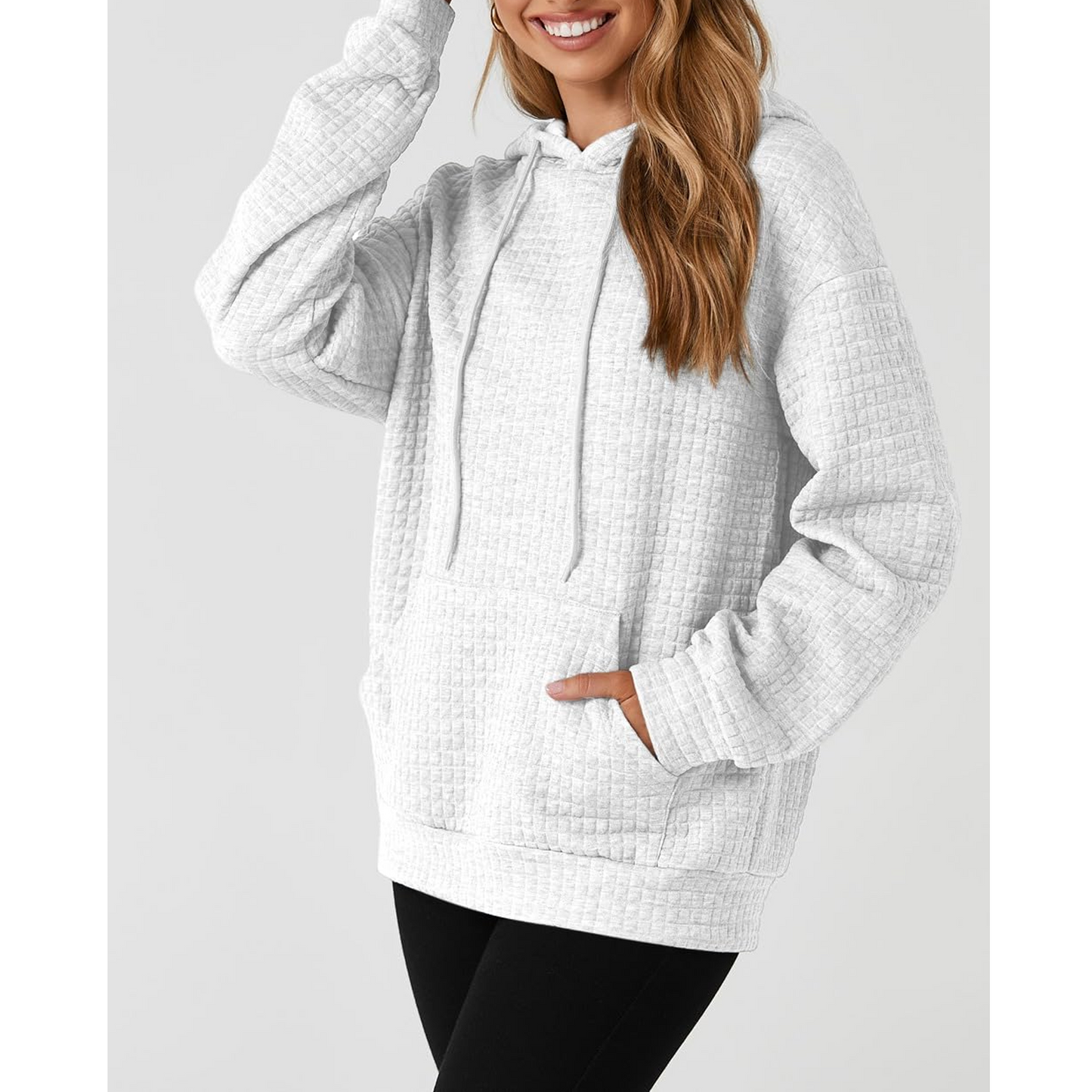 MLDRA Hoodies for Women, Fall Crewneck Womens Hoodies Sweatshirt for Women 2025 Waffle Knit Pullover with Pockets, Essentials Hoodie Casual Long Sleeve Drawstring