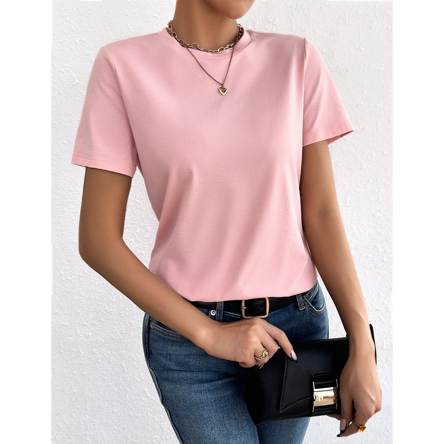 Women’s T-Shirts Short Sleeve Tops for Women Fitted Crewneck Tee Casual Trendy 2025