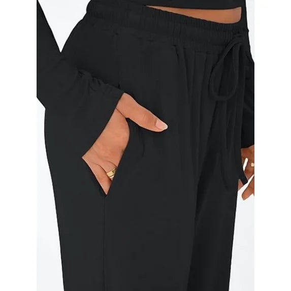 MLDRA 2 Piece Lounge Sets for Women Sweat Suits for Womens Outfit Track Suits Lounge Sets Comfy Fall Sets Casual Wide-Leg Pants, Spring Fall 2025