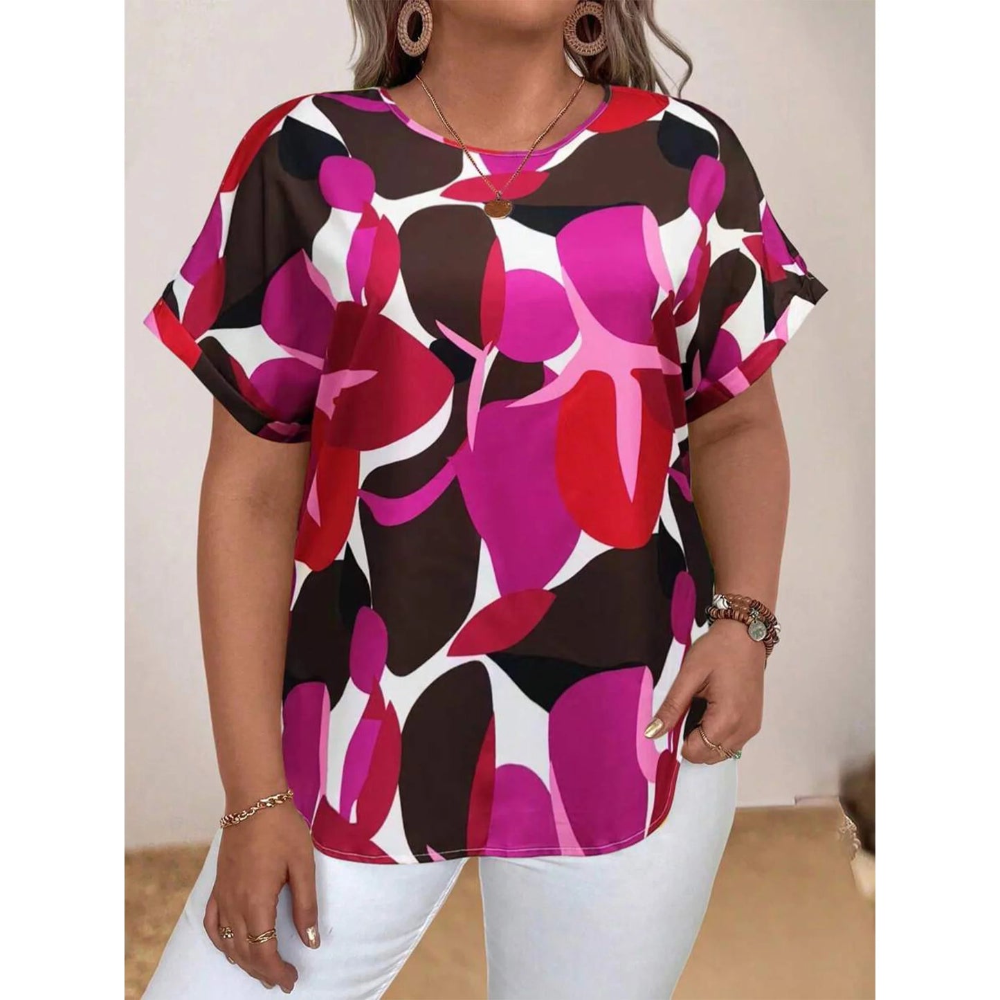 SOMER Plus Size Tops for Women Short Sleeve Women's Tops Casual Plus Size T Shirts Loose Tees 4XL