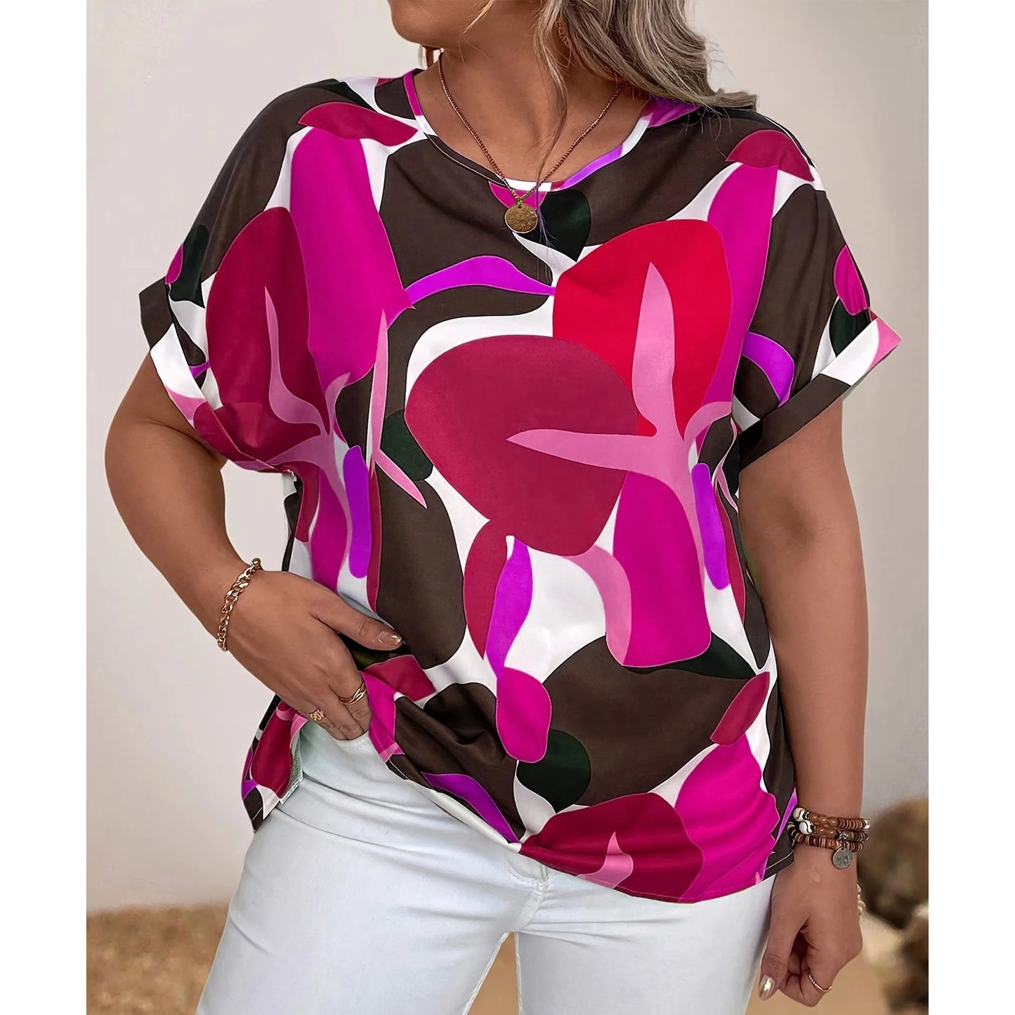 SOMER Plus Size Tops for Women Short Sleeve Women's Tops Casual Plus Size T Shirts Loose Tees 4XL