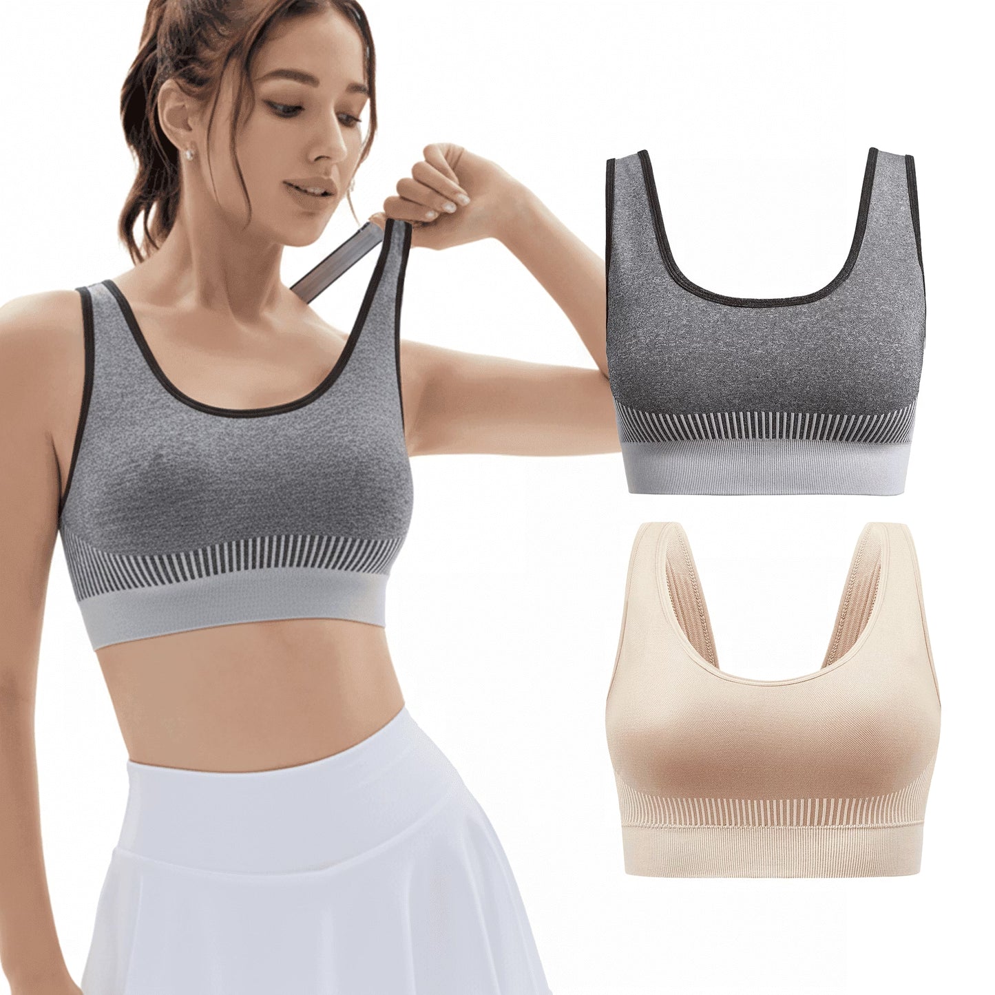 MLDRA 2 Pack Sports Bras for Women High Support Wirefree Padded Bras Supportive Workout Yoga Bras Workout Athletic Comfortable Tank Tops